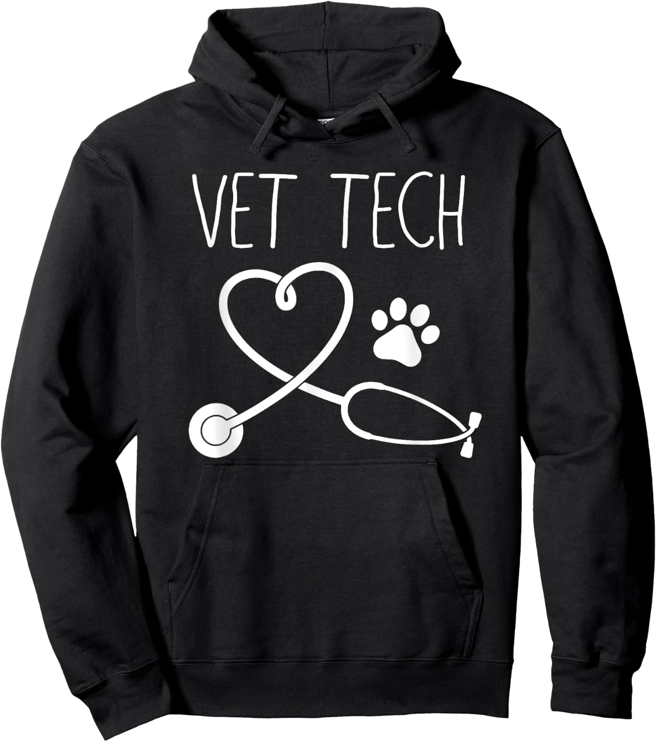 VET TECH LOVE , Animal Love Care Paw Print Gift Hoodie - Hoodie | Black
