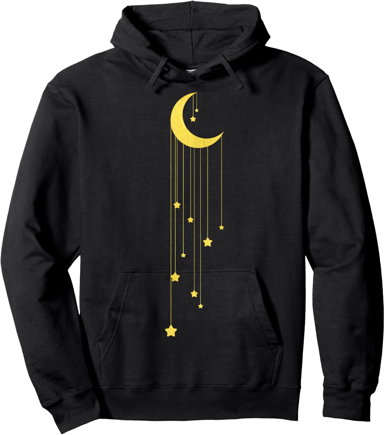 Gold Moon And Falling Stars Graphic Hoodie - Hoodie | Black