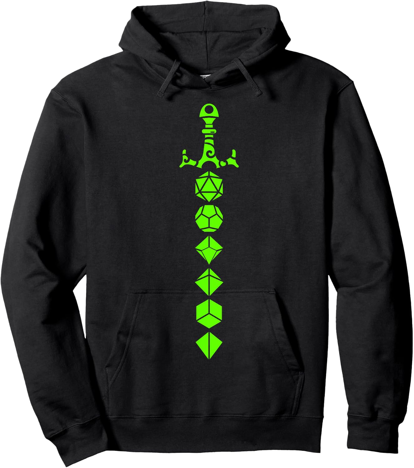 Nerdy Polyhedral Dice Set Sword Geeky Minimalist D20 Hoodie - Hoodie | Black