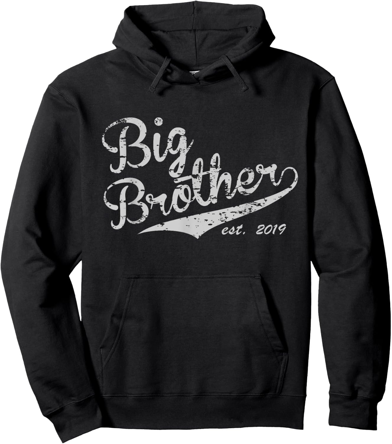 Big Brother Est. 2019 Vintage Style - Adult & Youth Size Hoodie - Hoodie | Black