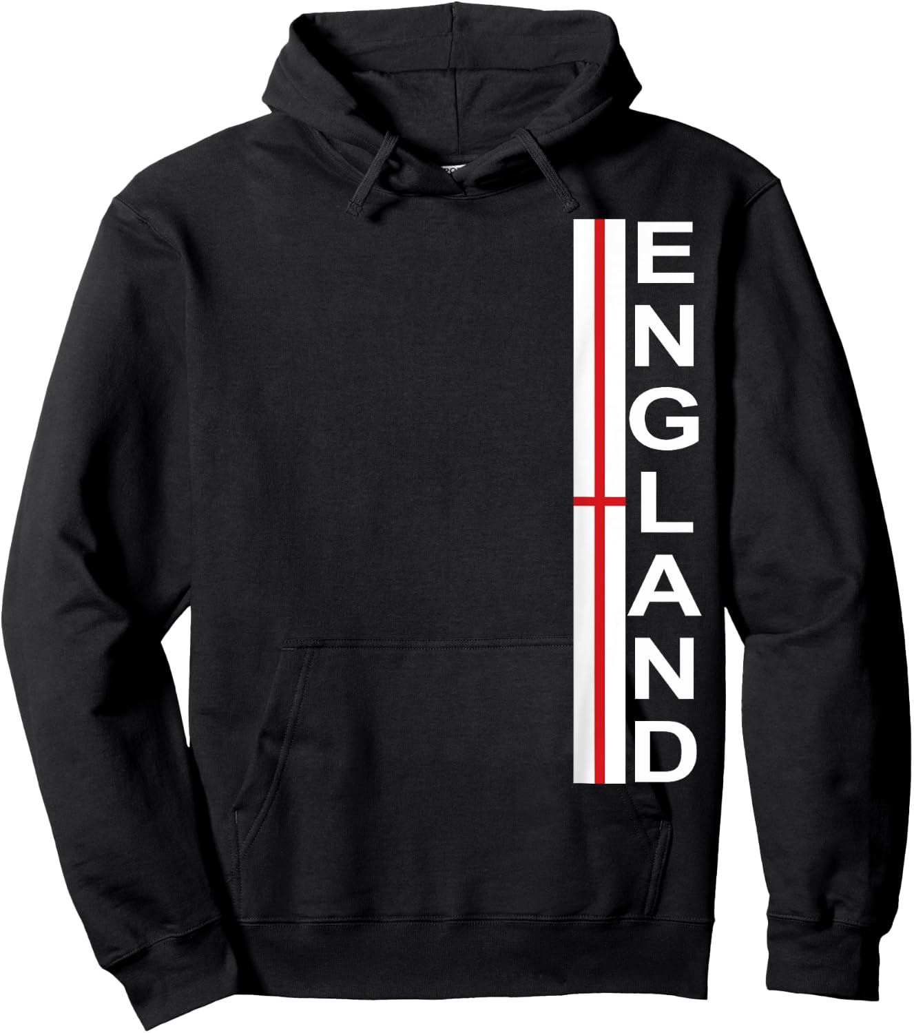 England Vertical Text and English Flag Hoodie - Hoodie | Black