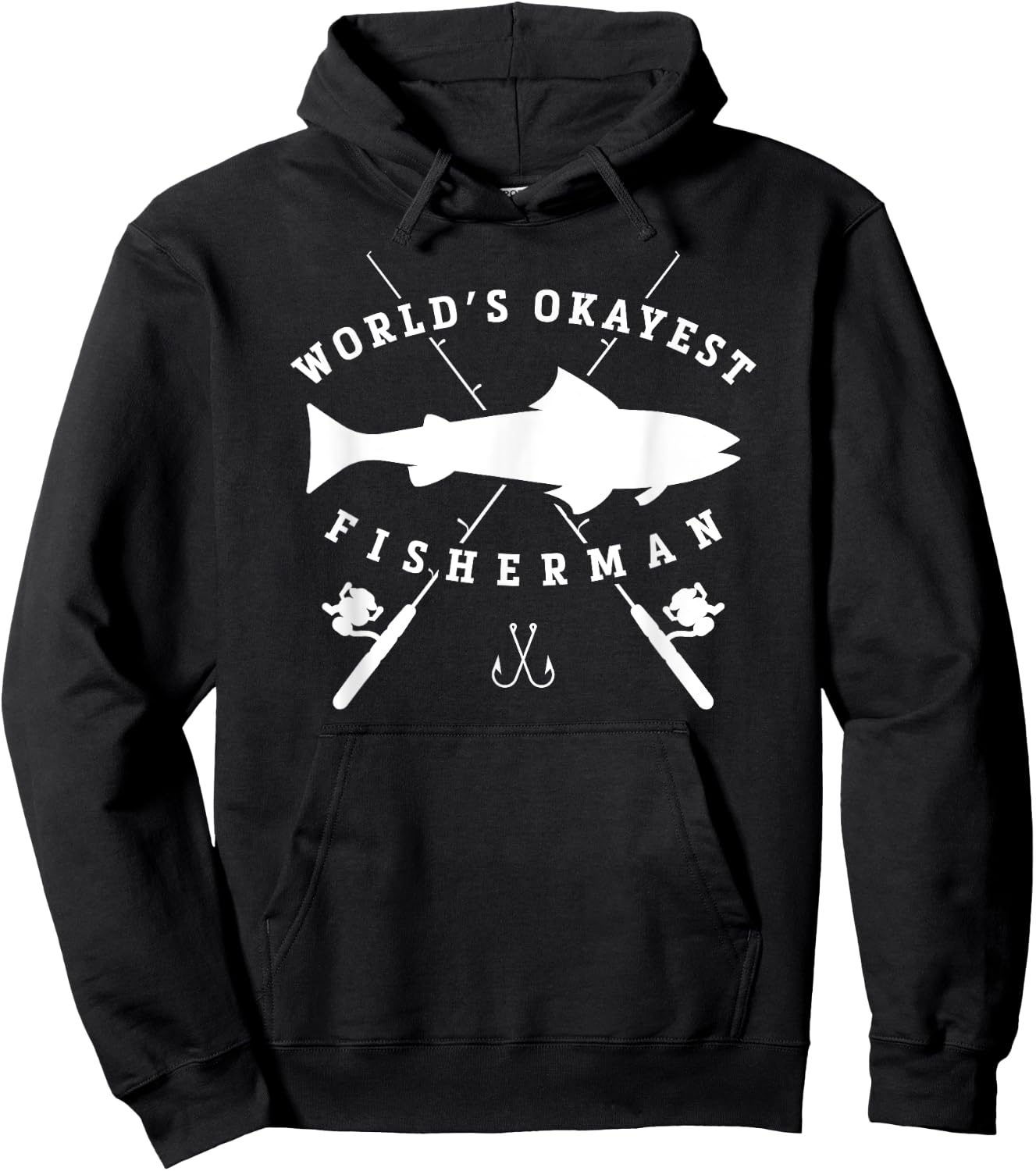 Worlds Okayest Fisherman Retirement T Shirt Fishing Hoodie - Hoodie | Black