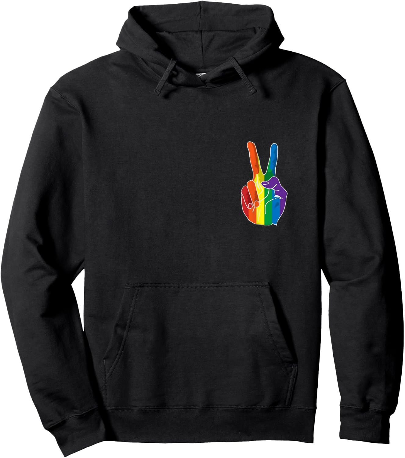 Pride Peace Sign Rainbow Hoodie - Hoodie | Black