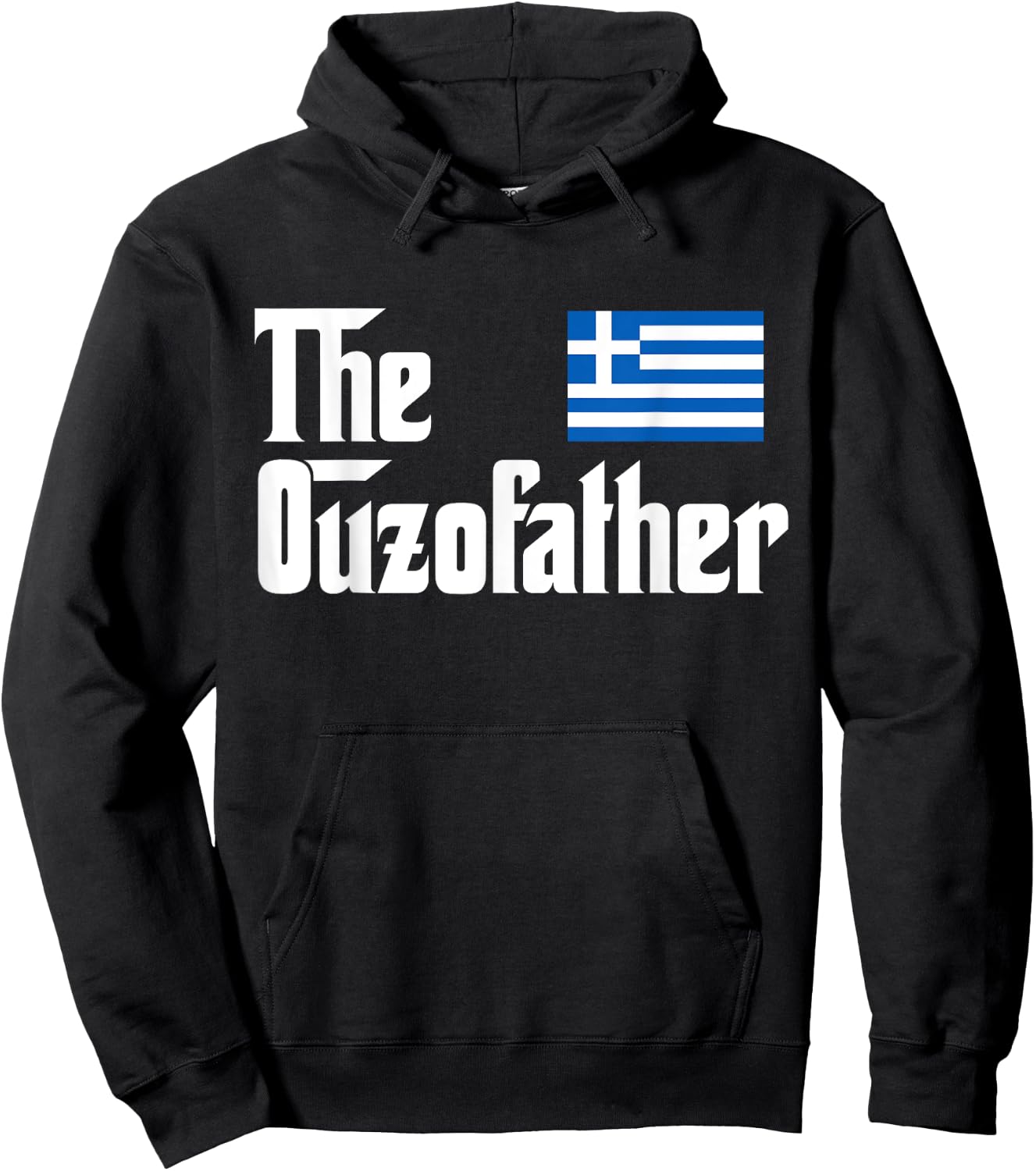 The Ouzo Father Funny Greek Flag Gift Shirt Hoodie - Hoodie | Black