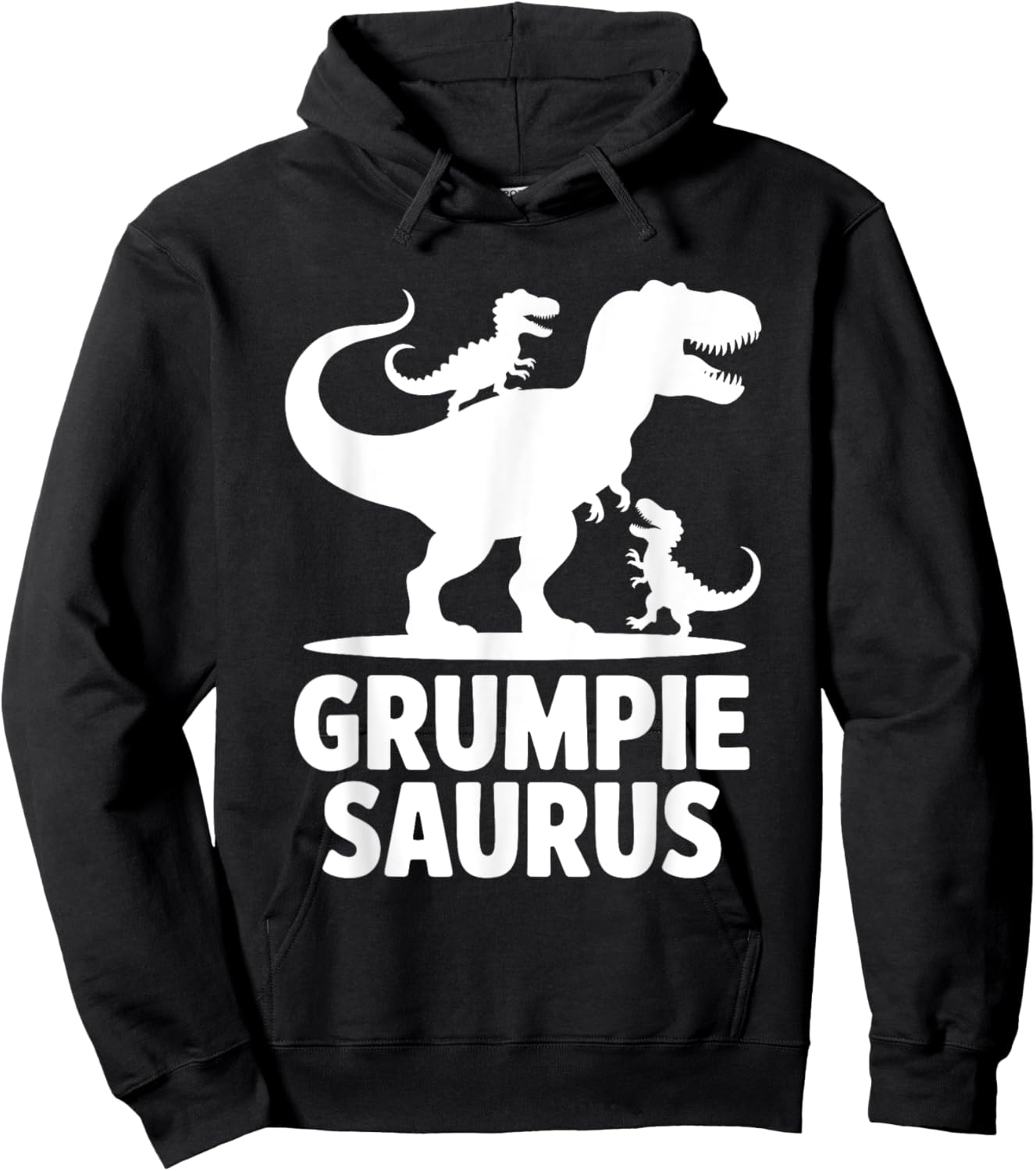 Grumpie Saurus Dinosaur Grandpa Of Two Grandkids Dino Family Hoodie - Hoodie | Black
