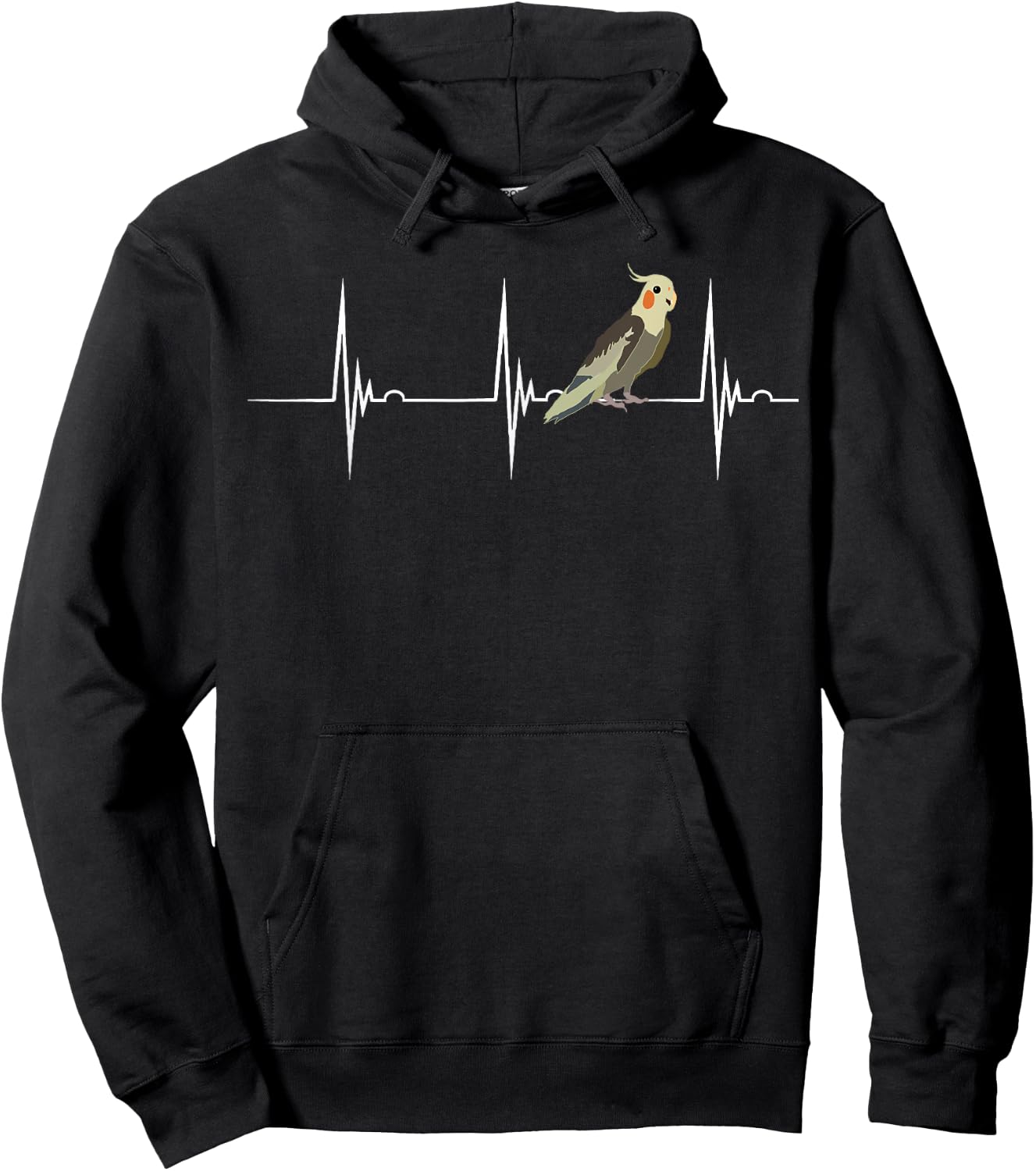 Cockatiel Heartbeat EKG Pulseline Avian Parrot Birds Hoodie - Hoodie | Black
