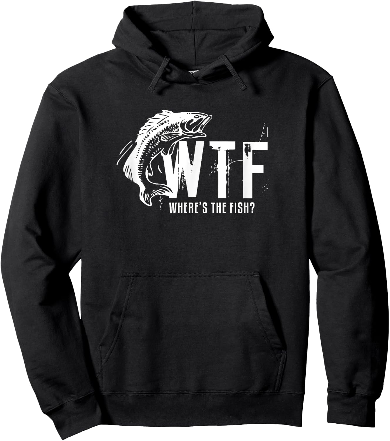 WTF Where's The Fish Men's Funny Fishing Hoodie - Hoodie | Black