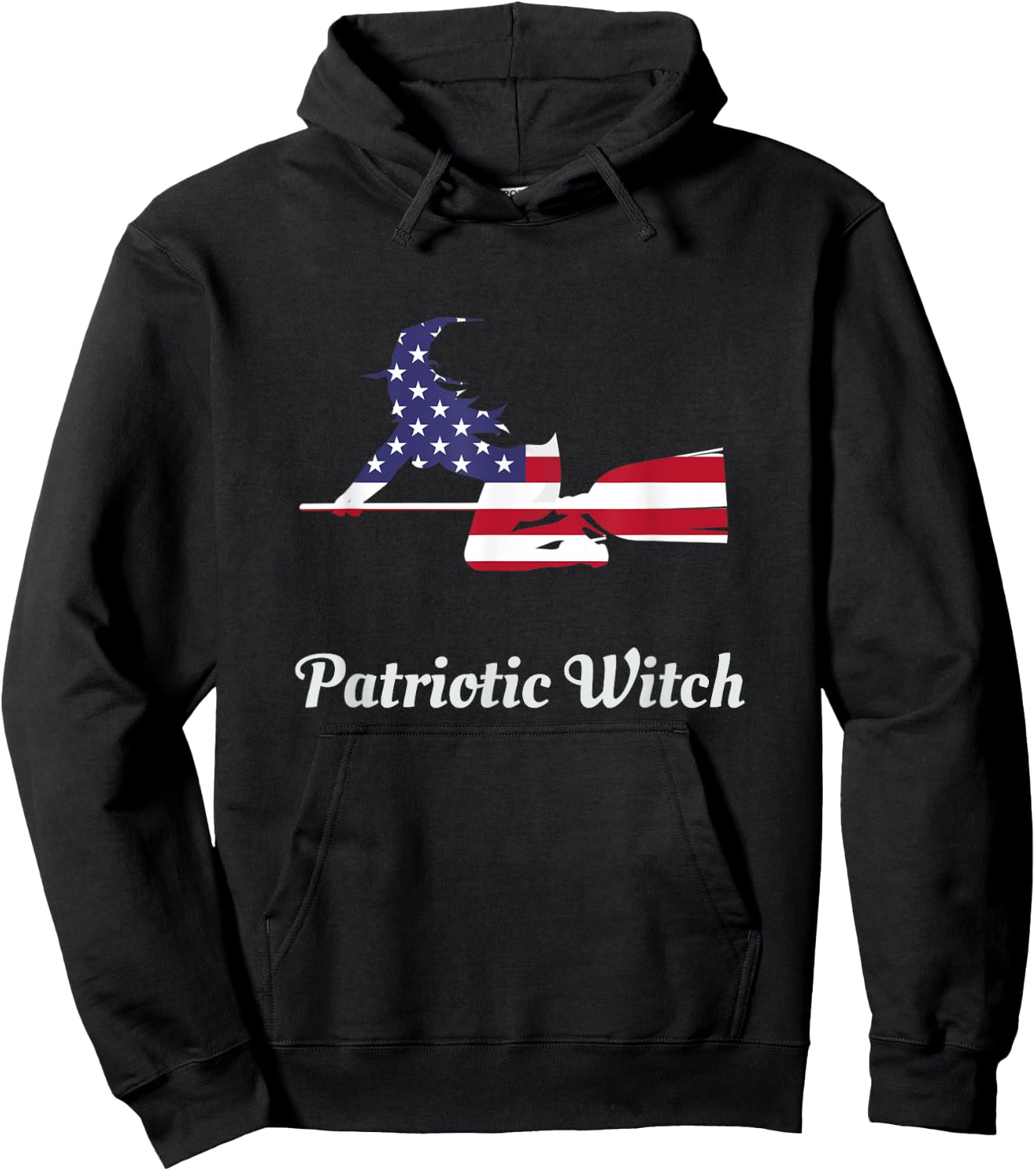 Halloween Patriotic Witch T Shirt - USA American Flag Women Kids Men Hoodie - Hoodie | Black