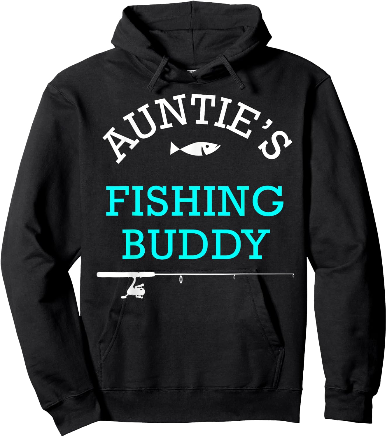 Aunties Fishing Buddy Shirt Cute Kids Gift Hoodie - Hoodie | Black