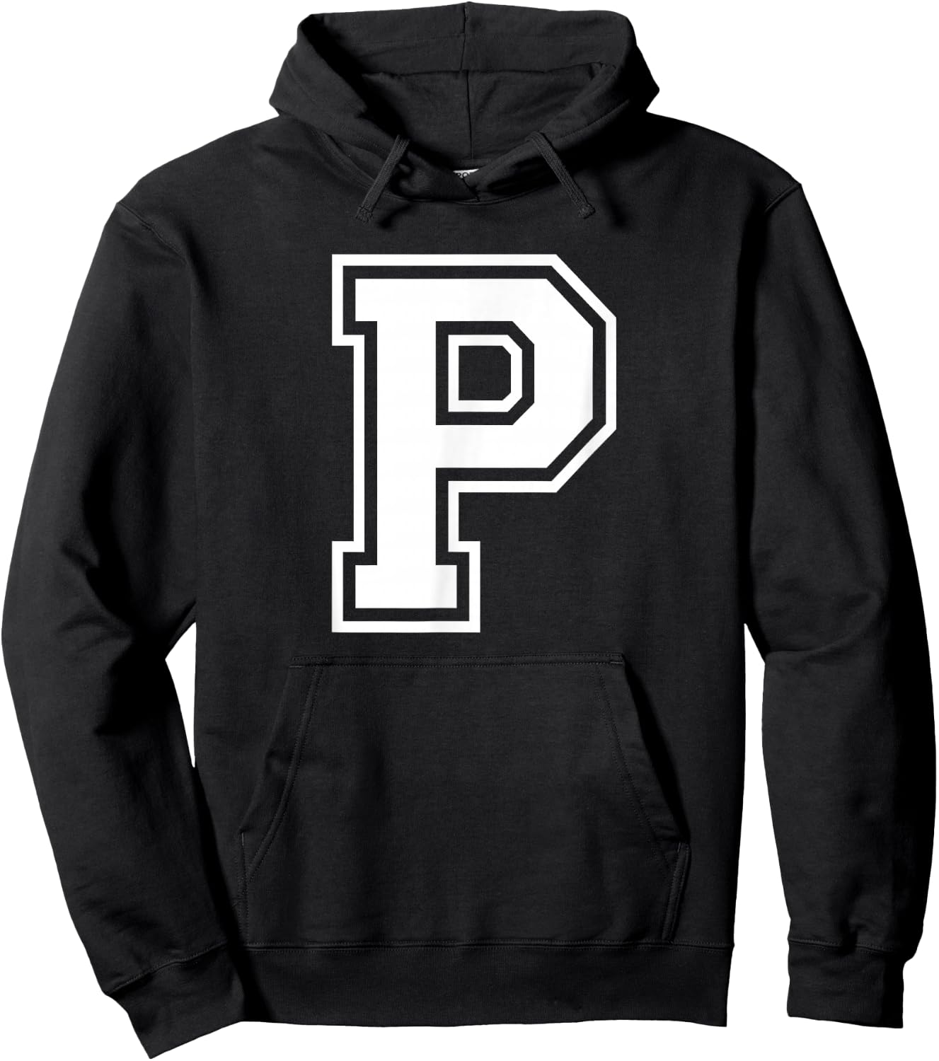 Letter P Name Initial Varsity Alphabet Monogram Hoodie - Hoodie | Black