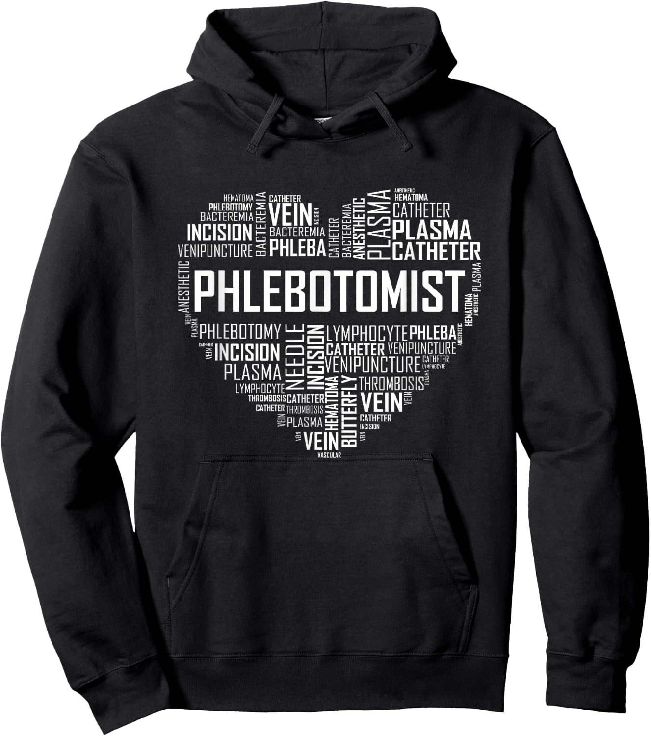 Phlebotomy Technician Phlebotomist T Shirt Love Heart Gift Hoodie - Hoodie | Black