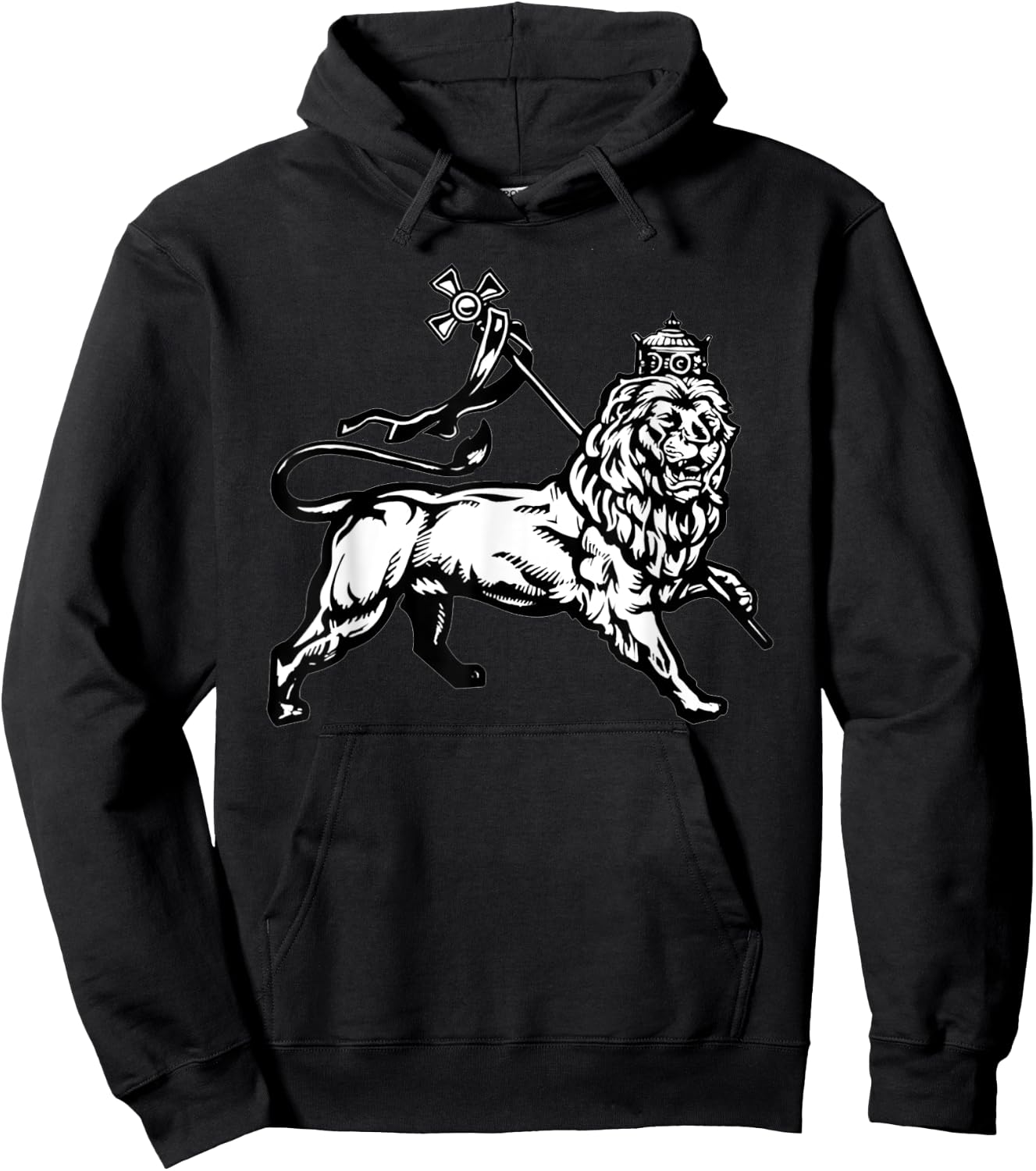 Ethiopian Rasta gift Lion of Judah With Ethiopian Cross Hoodie - Hoodie | Black