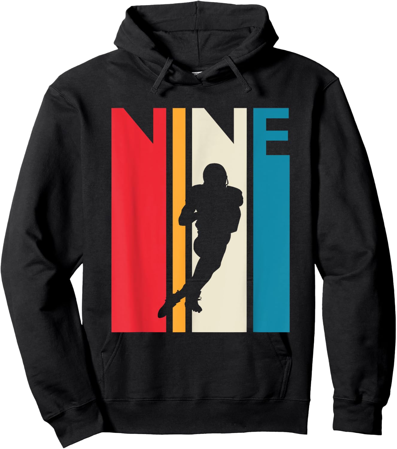 9th Birthday Gift Nine Vintage Football Birthday 9 Year Old Hoodie - Hoodie | Black