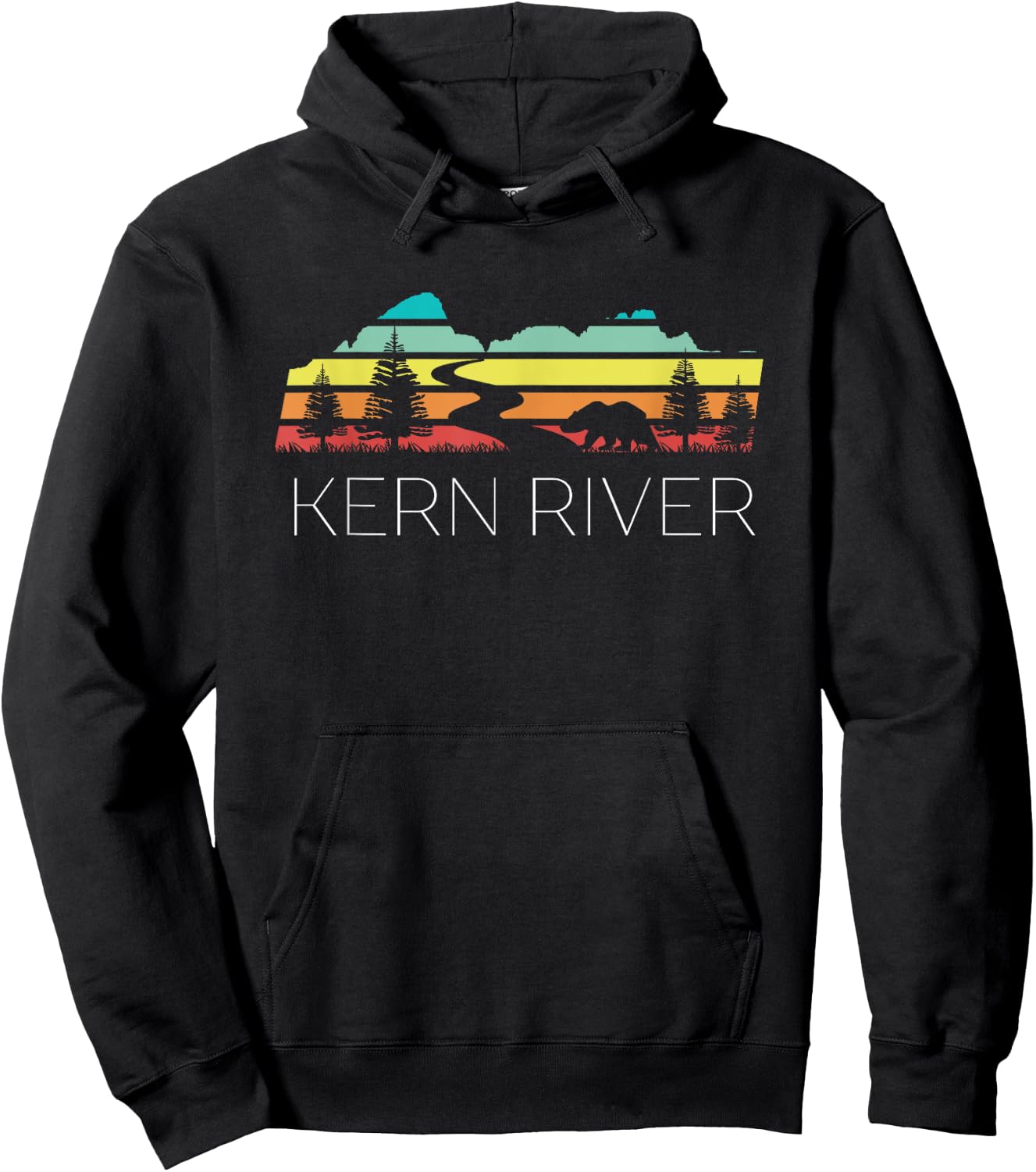 Kern River California Sequoia Forest Kernville Retro Camping Hoodie - Hoodie | Black
