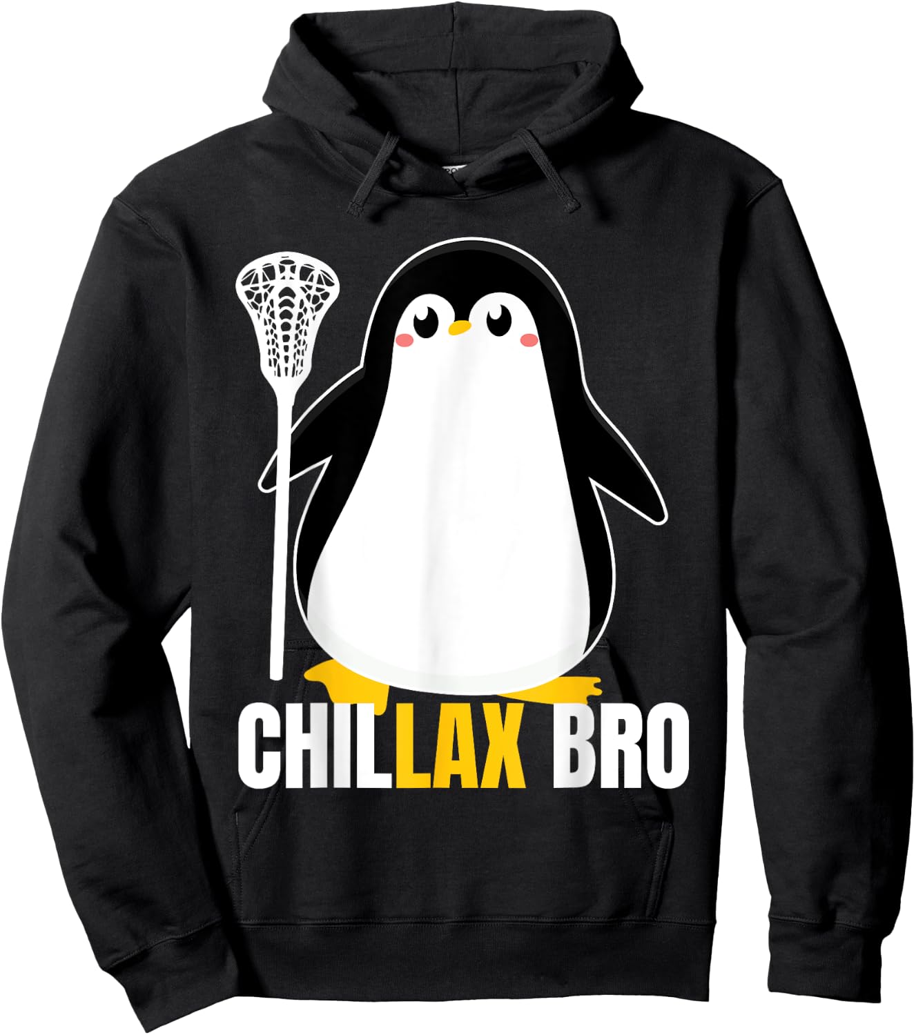Lacrosse Penguin Funny LaX Team Lacrosse Christmas Pj Hoodie - Hoodie | Black