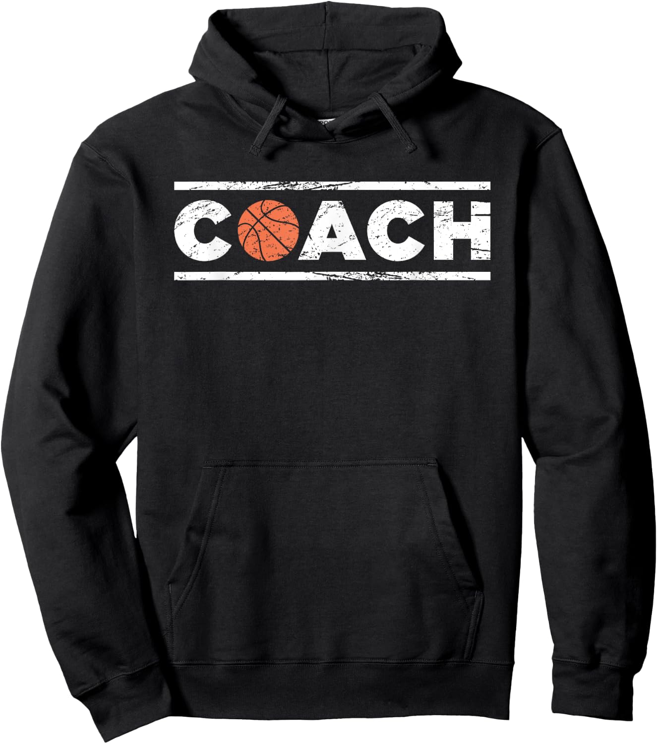 Distressed Basketball Coach Hoodie - Hoodie | Black