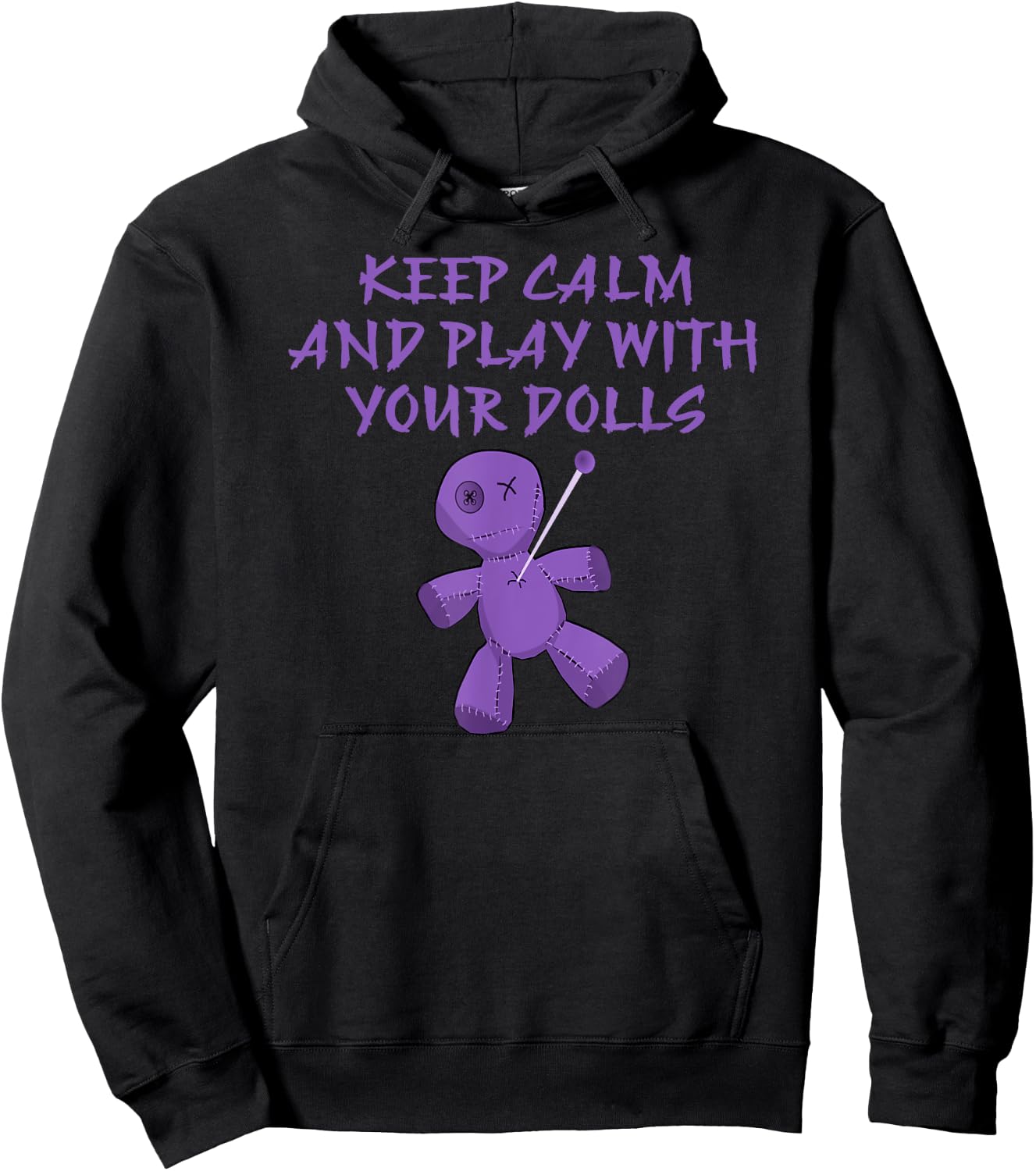 Keep Calm and Play With Your Dolls Cheeky Witch Pagan Wiccan Hoodie - Hoodie | Black