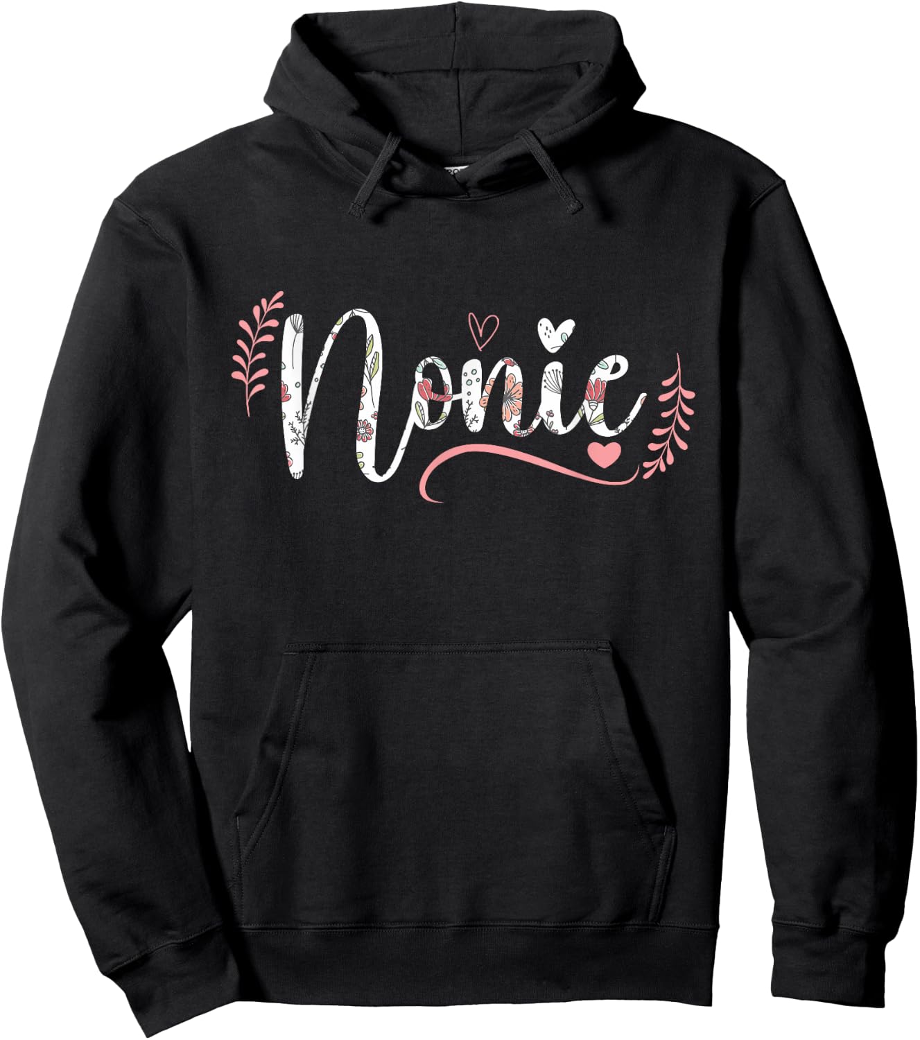 Nonie Floral Grandma Christmas Mother's Day Grandparents Hoodie - Hoodie | Black