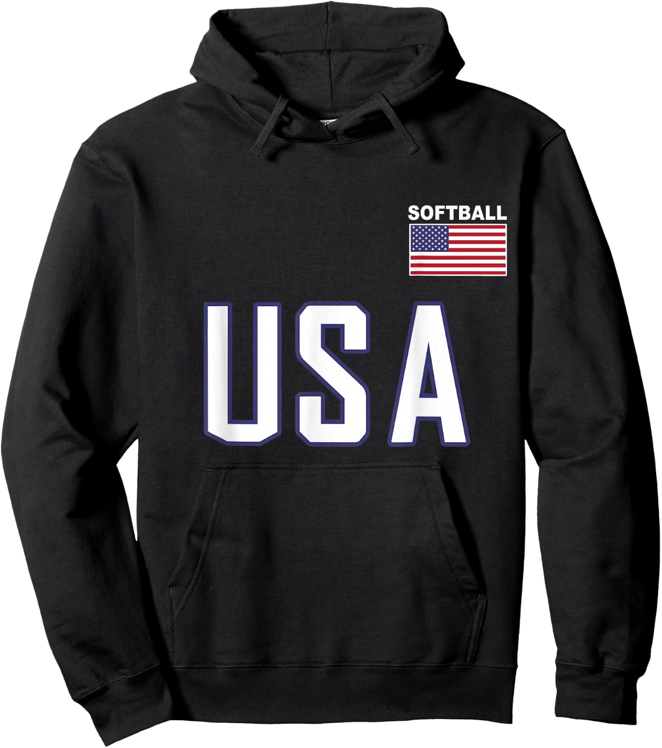 USA Flag Softball Pocket Team Jersey Gift Top Hoodie - Hoodie | Black