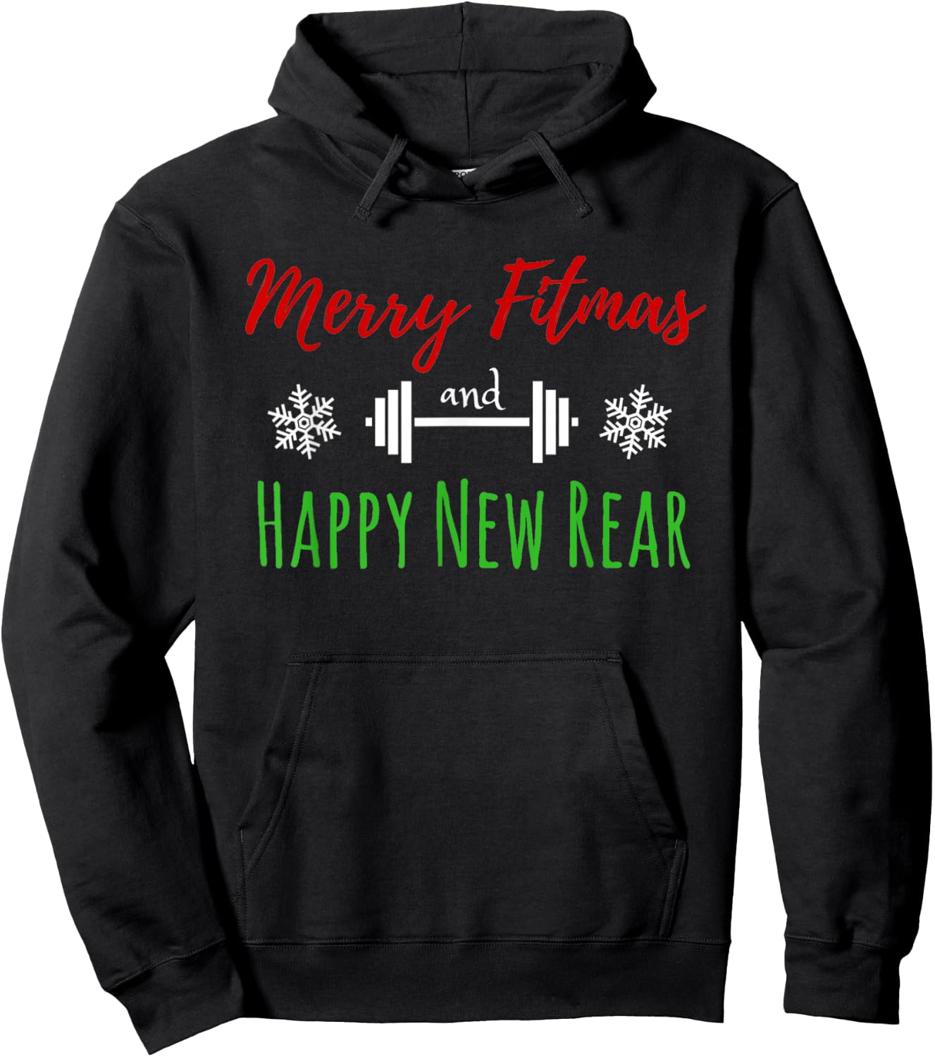 Merry Fitmas and Happy New Rear Fitness Funny Hoodie - Hoodie | Black