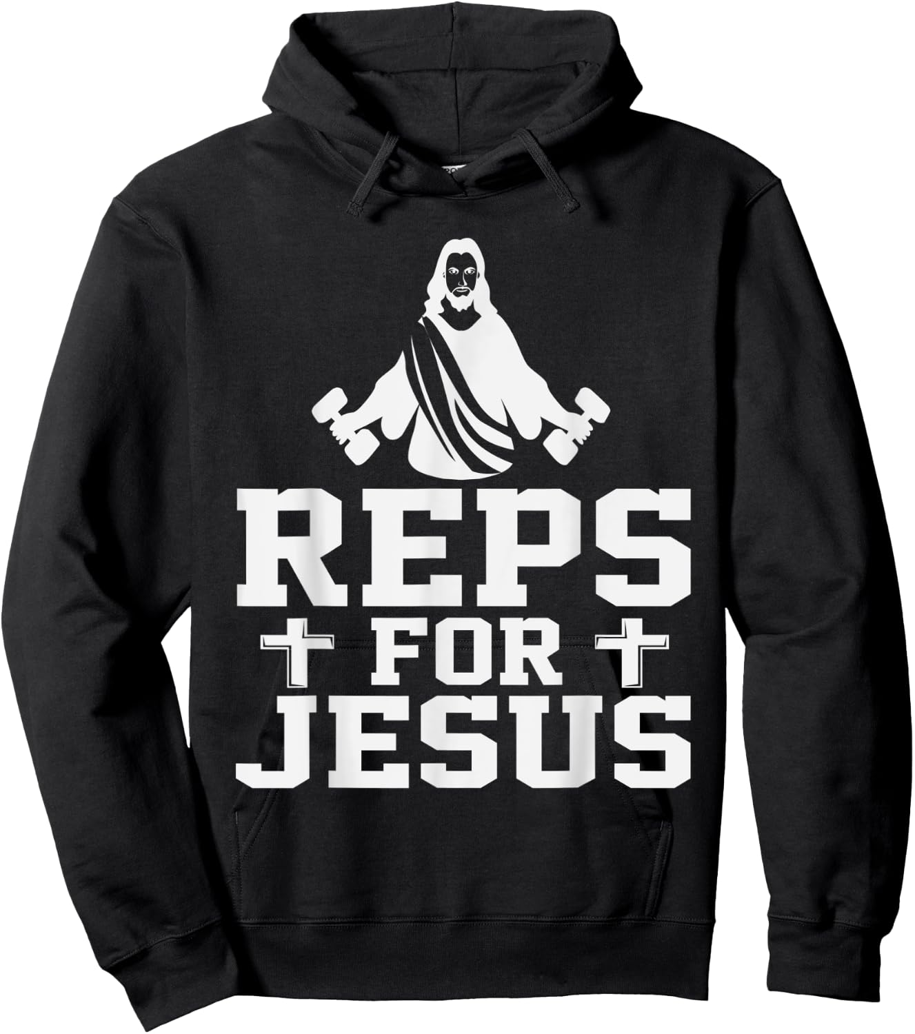 Reps For Jesus Funny Christian Gym Fitness Biceps Quote Gift Hoodie - Hoodie | Black