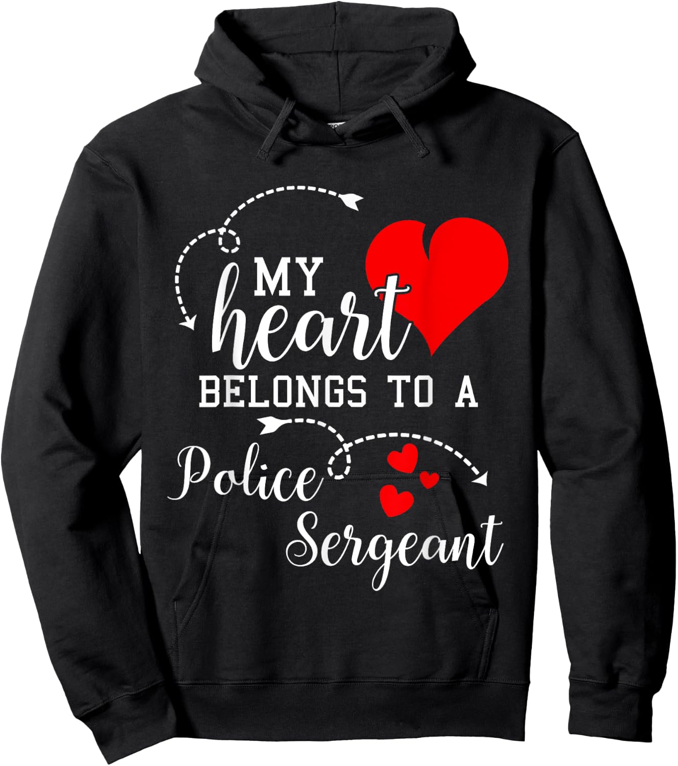 I Love My Police Sergeant Husband Wife Gifts Valentines Hoodie - Hoodie | Black