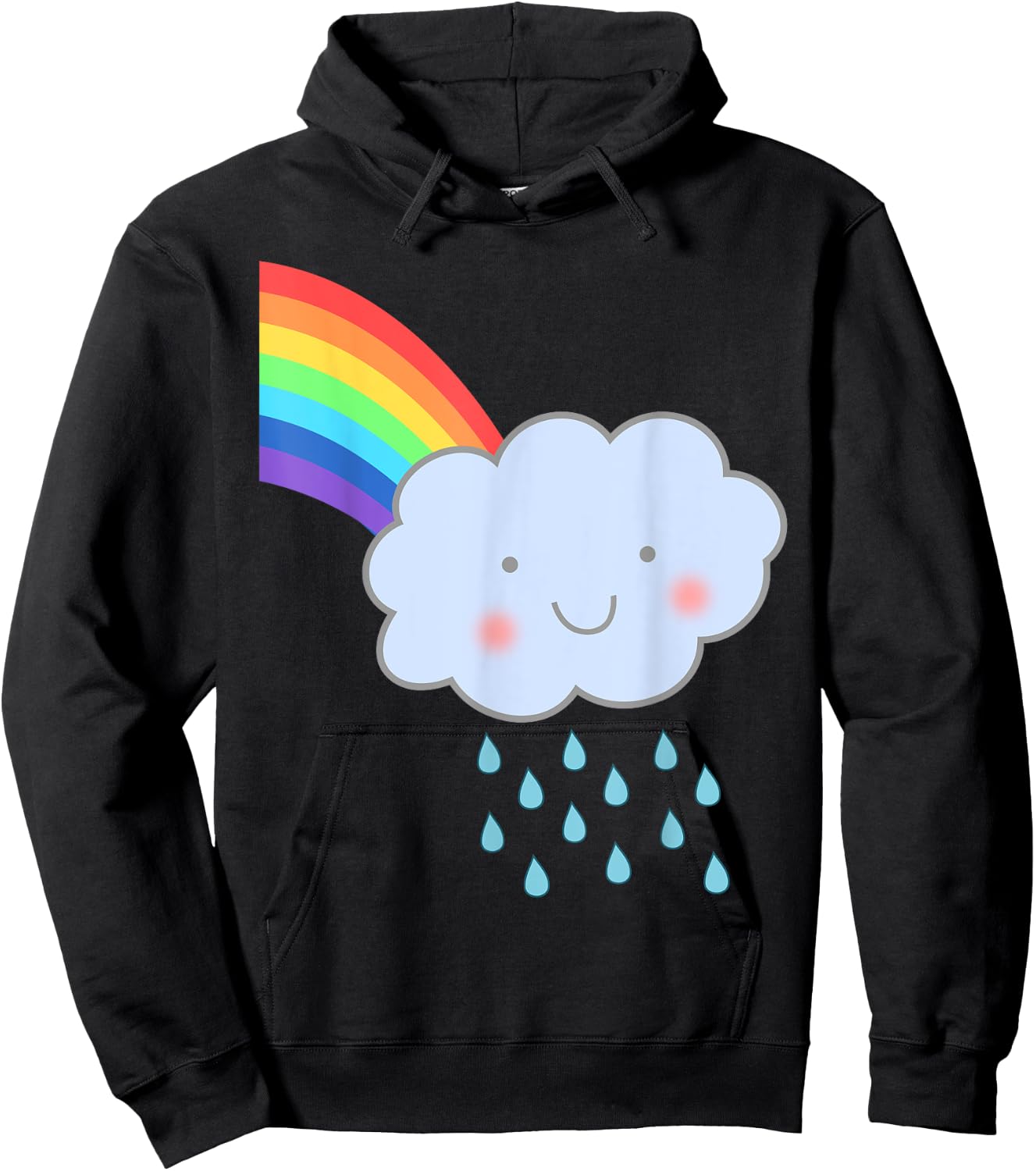 Cute Happy Rain Cloud Rainbow Kids Hoodie - Hoodie | Black
