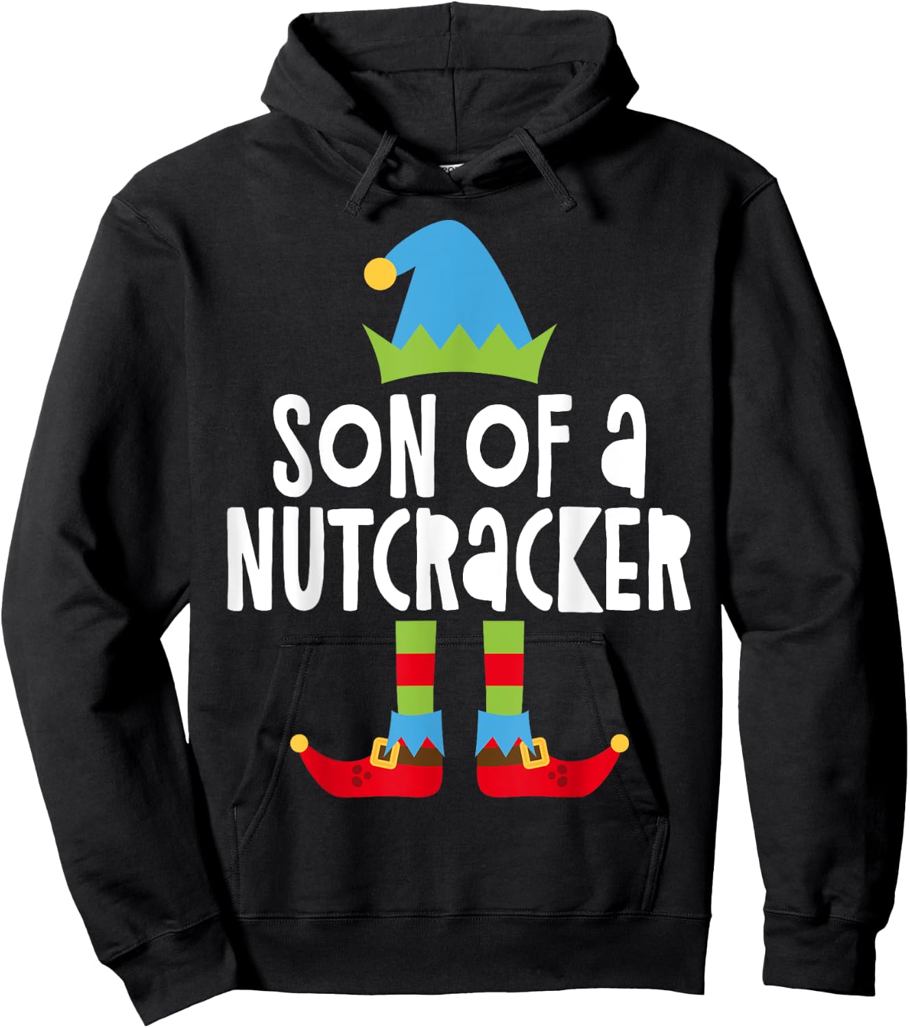 Son Of A Nutcracker Christmas Elf Shirt Hoodie - Hoodie | Black