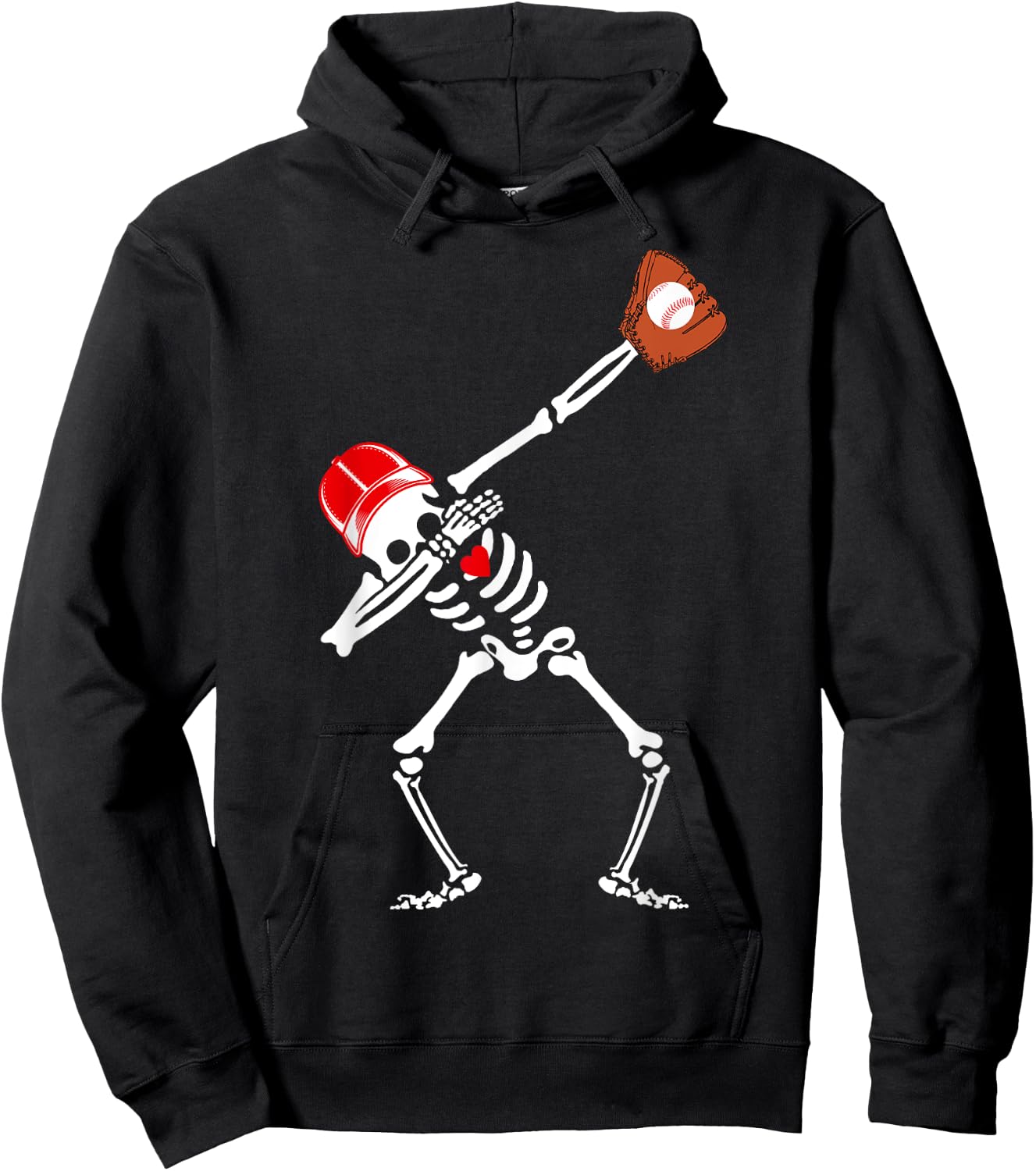 Dabbing Skeleton Baseball Halloween Boys Kids Men Funny Hoodie - Hoodie | Black