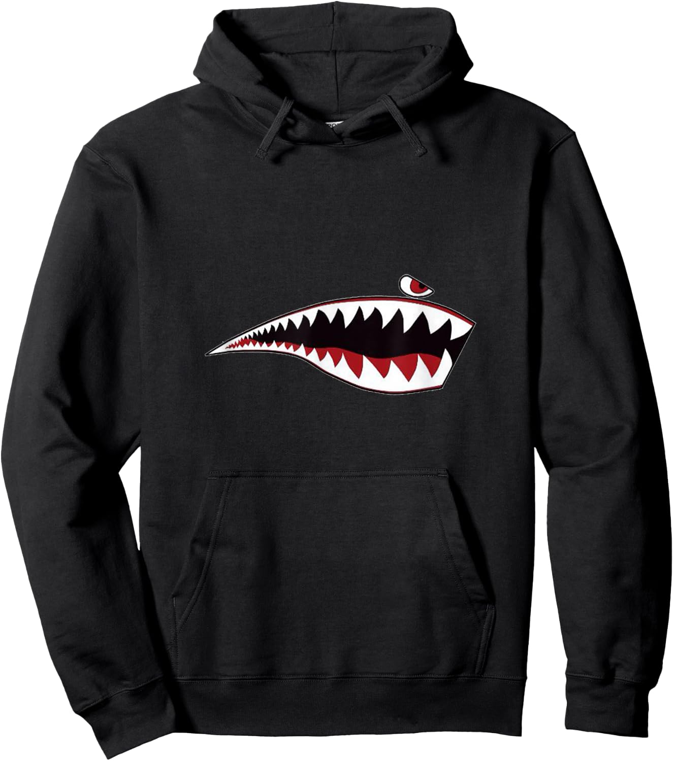 Shark Teeth Nose Art WWII Military Plane Aircraft P-40 WW2 Hoodie - Hoodie | Black
