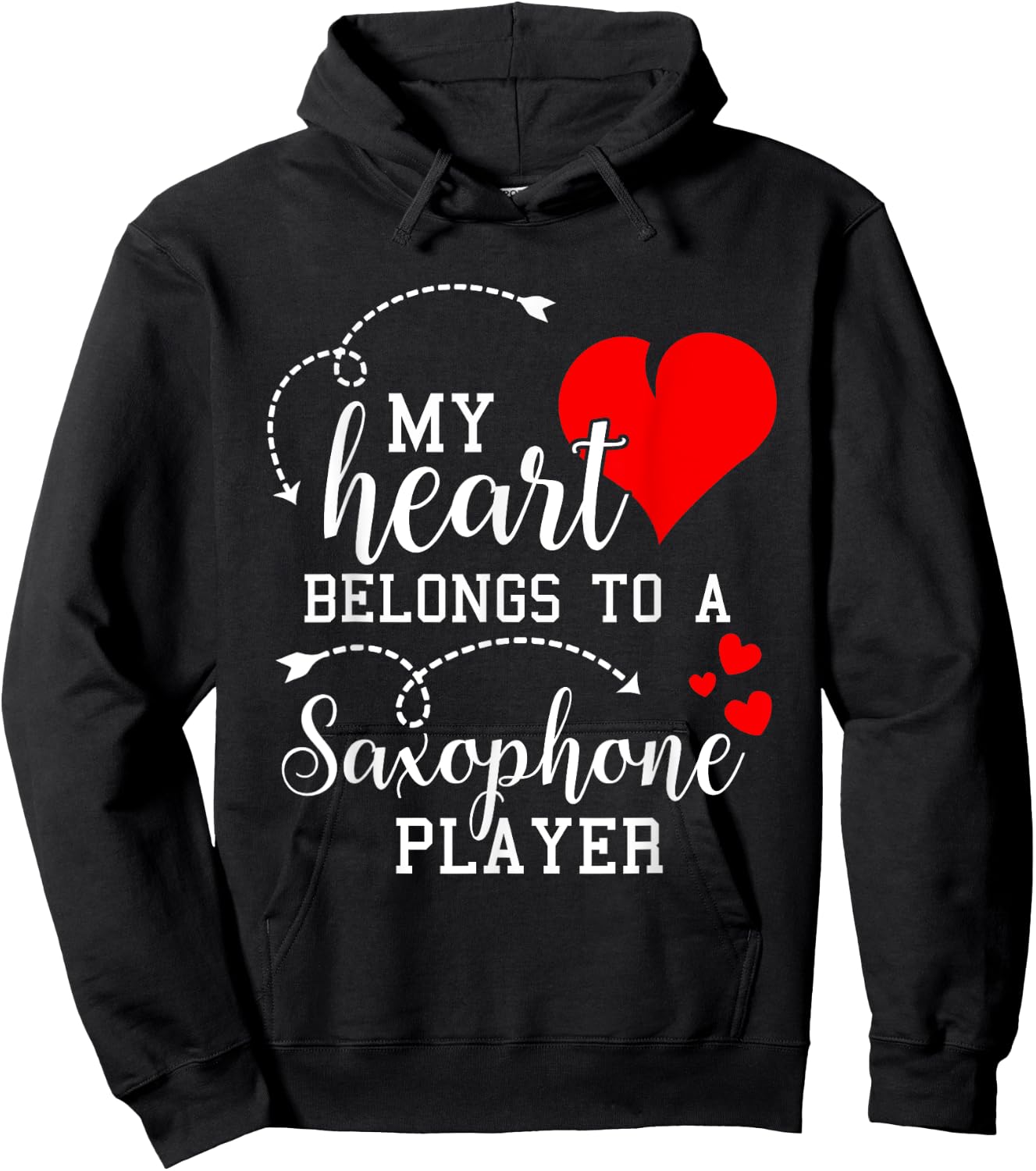 I Love My Saxophone Player Husband Wife Valentines Shirt Hoodie - Hoodie | Black