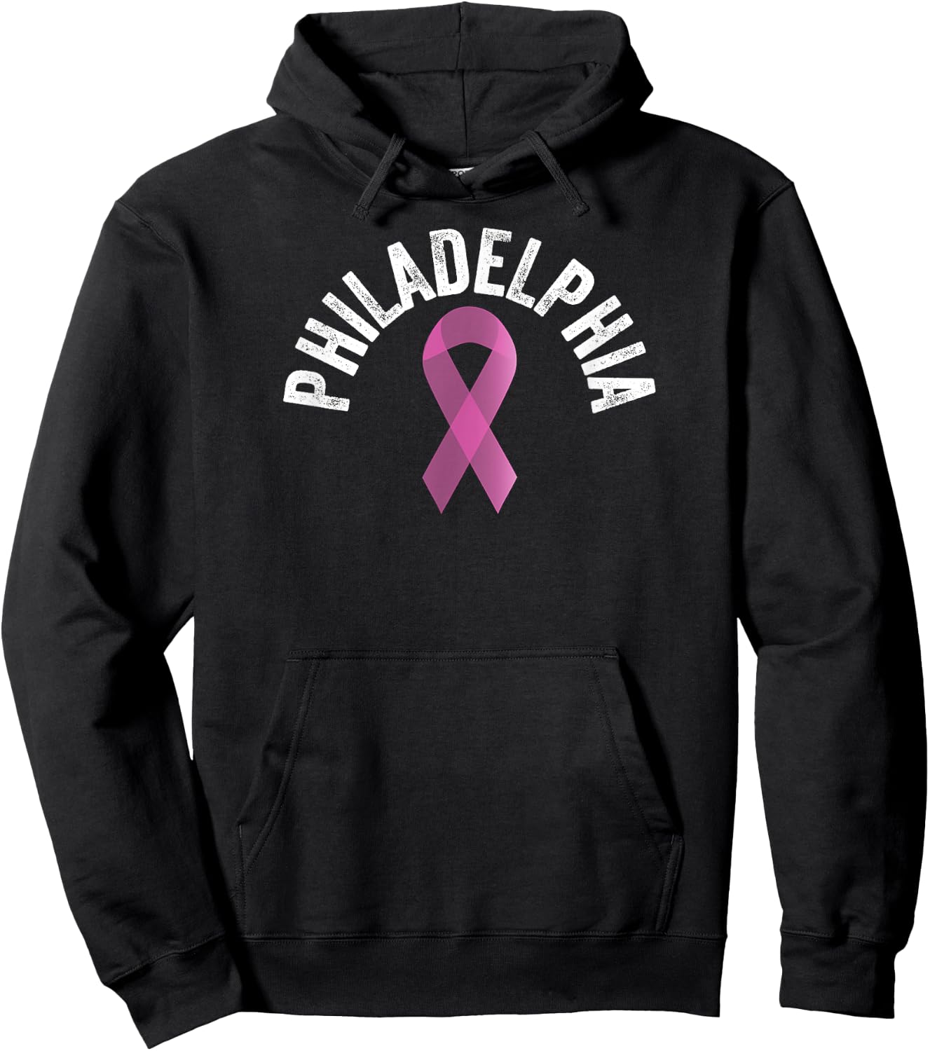 Philadelphia Pink | Pink Breast Cancer Awareness Pink Ribbon Hoodie - Hoodie | Black