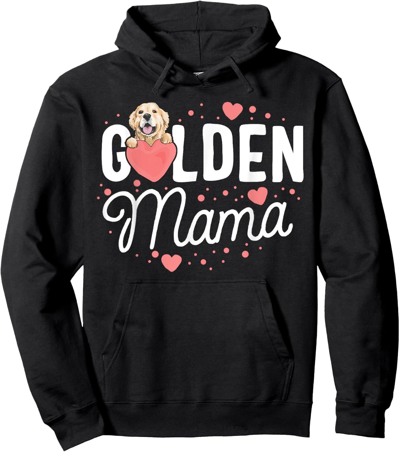 Golden Retriever Mama Gift Heart Lover Mom Mother Women Hoodie - Hoodie | Black