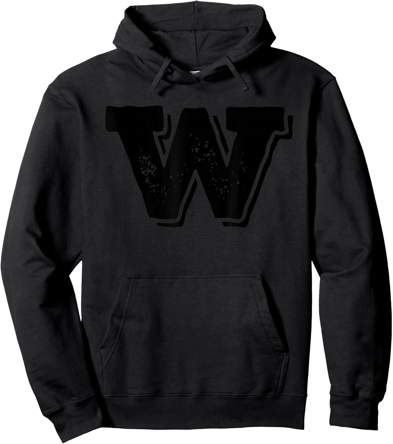 Letter W Capital Alphabet College Varsity Monogram Club Hoodie - Hoodie | Black