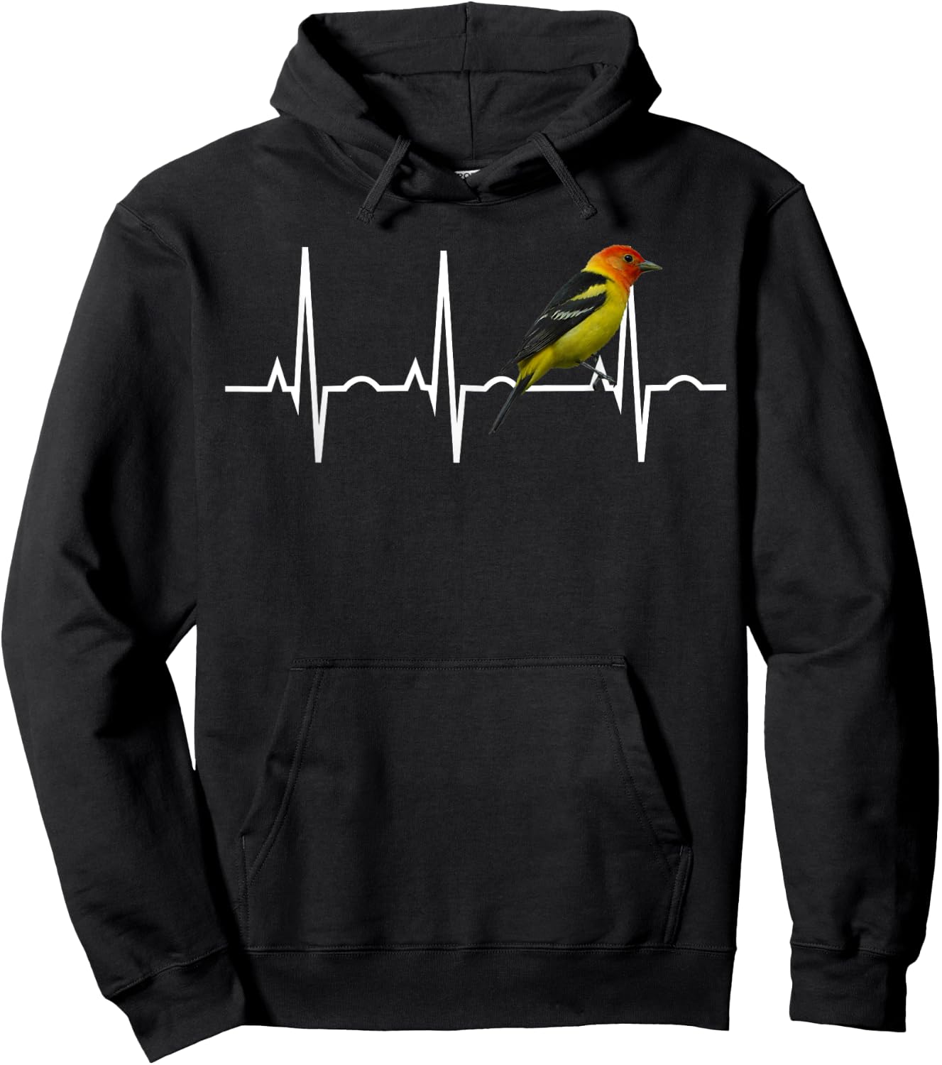 Western Tanager Shirt Songbird Heartbeat Birder Gift Hoodie - Hoodie | Black