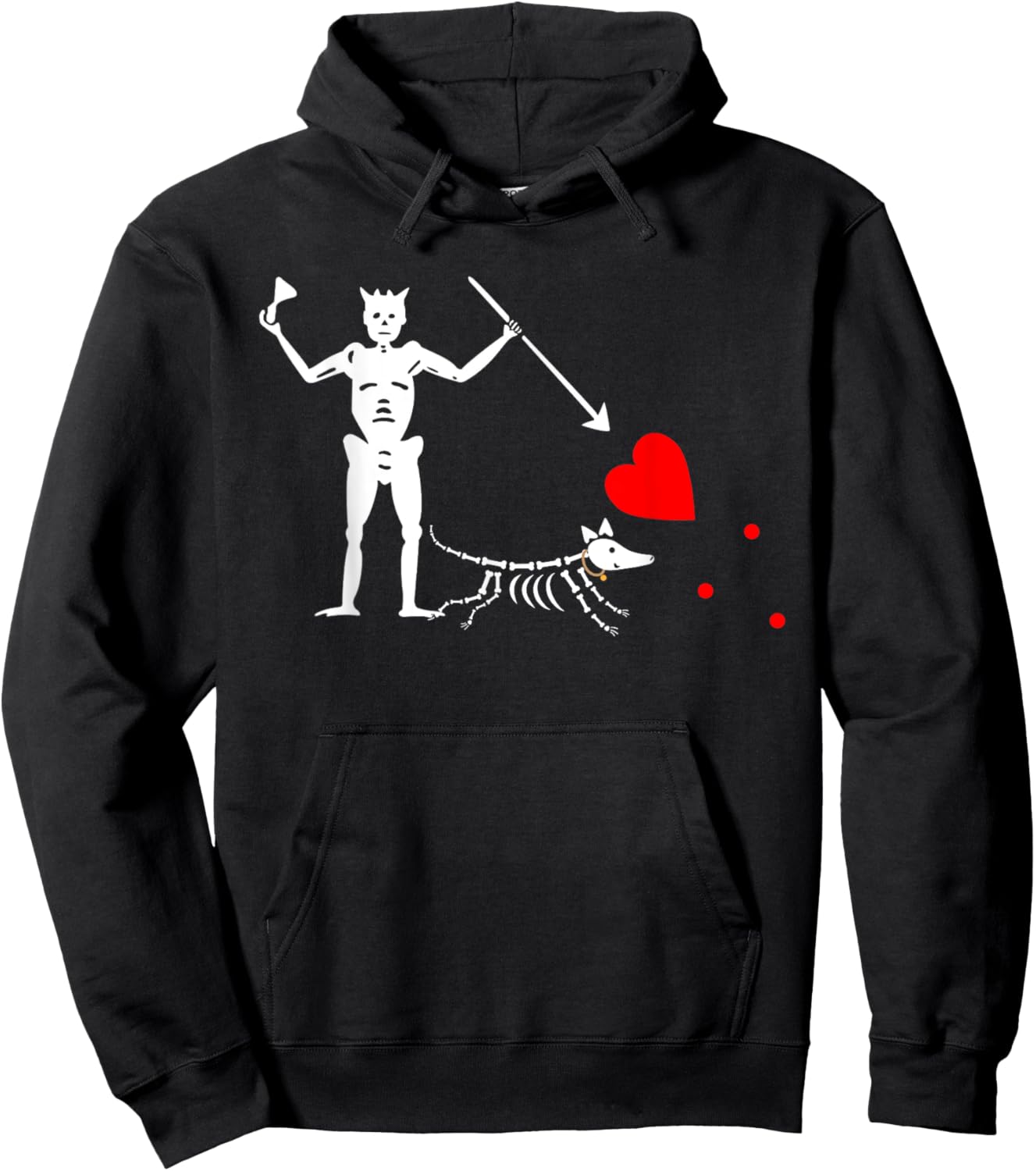 Blackbeard Pirate Flag Skeleton Art Pirate Dog Graphic Hoodie - Hoodie | Black