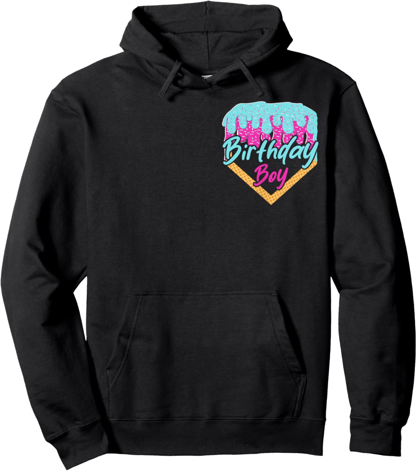Baseball 3 Year Old Ice Cream Drip 3rd Birthday Boy Number 3 Hoodie - Hoodie | Black