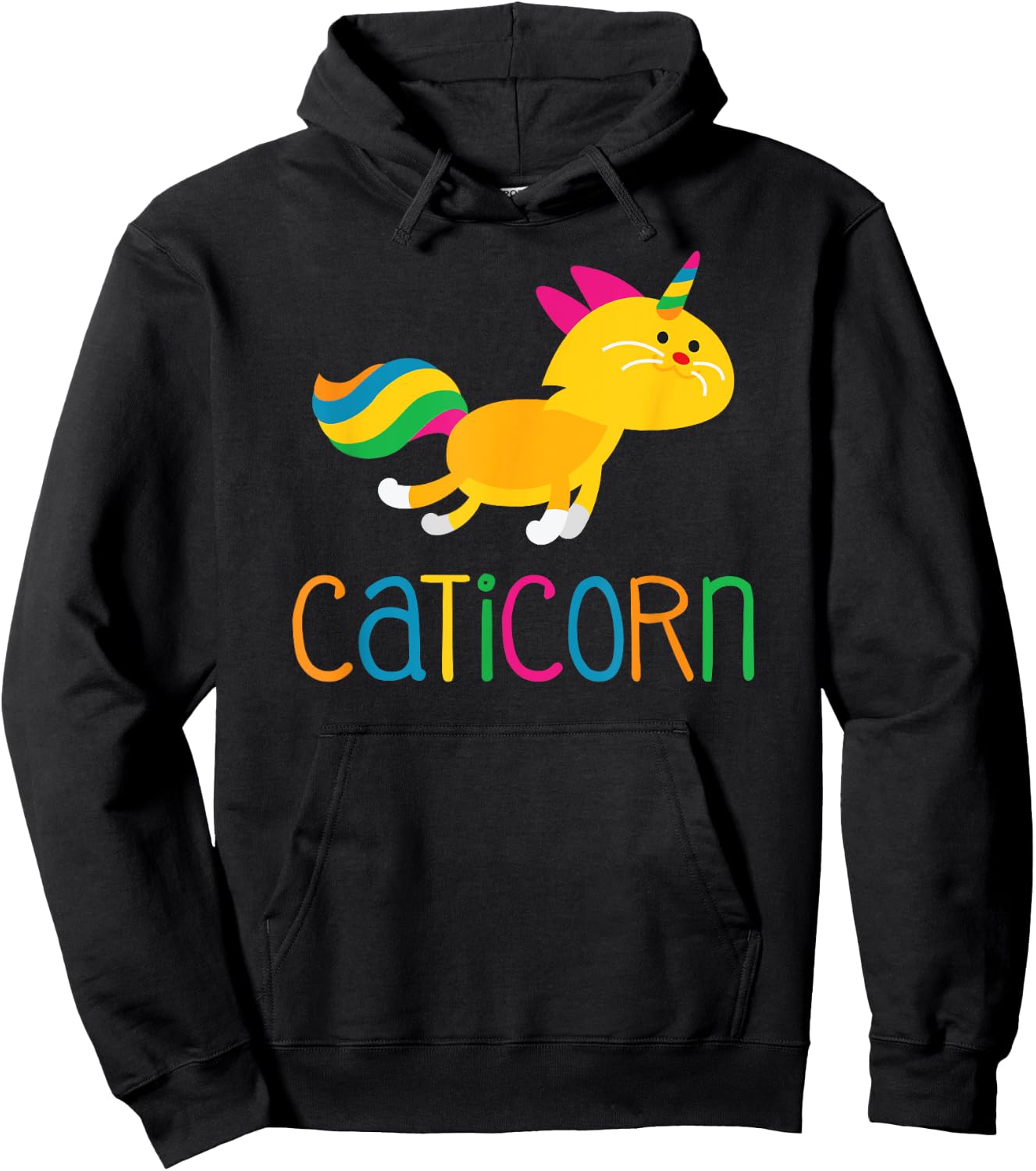 Caticorn Rainbow T shirt Meowgical Cat Unicorn Kittycorn Women Girls Kids Hoodie - Hoodie | Black