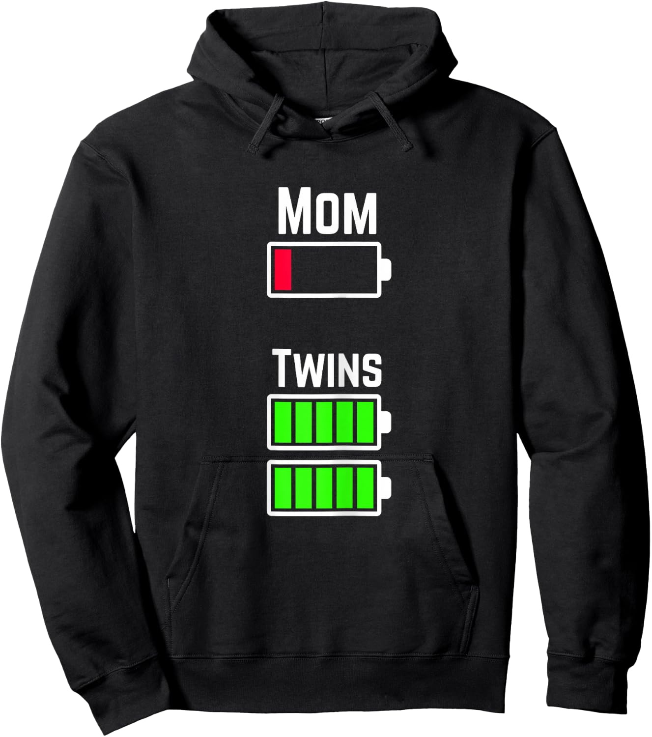 Tired Twin Mom Low Battery Charge Hoodie - Hoodie | Black