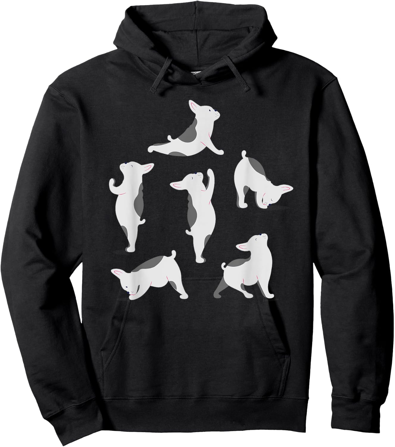 French Bulldog Yoga Poses Funny Cute Frenchie Dog Lover Men Women Girls Kids Hoodie - Hoodie | Black