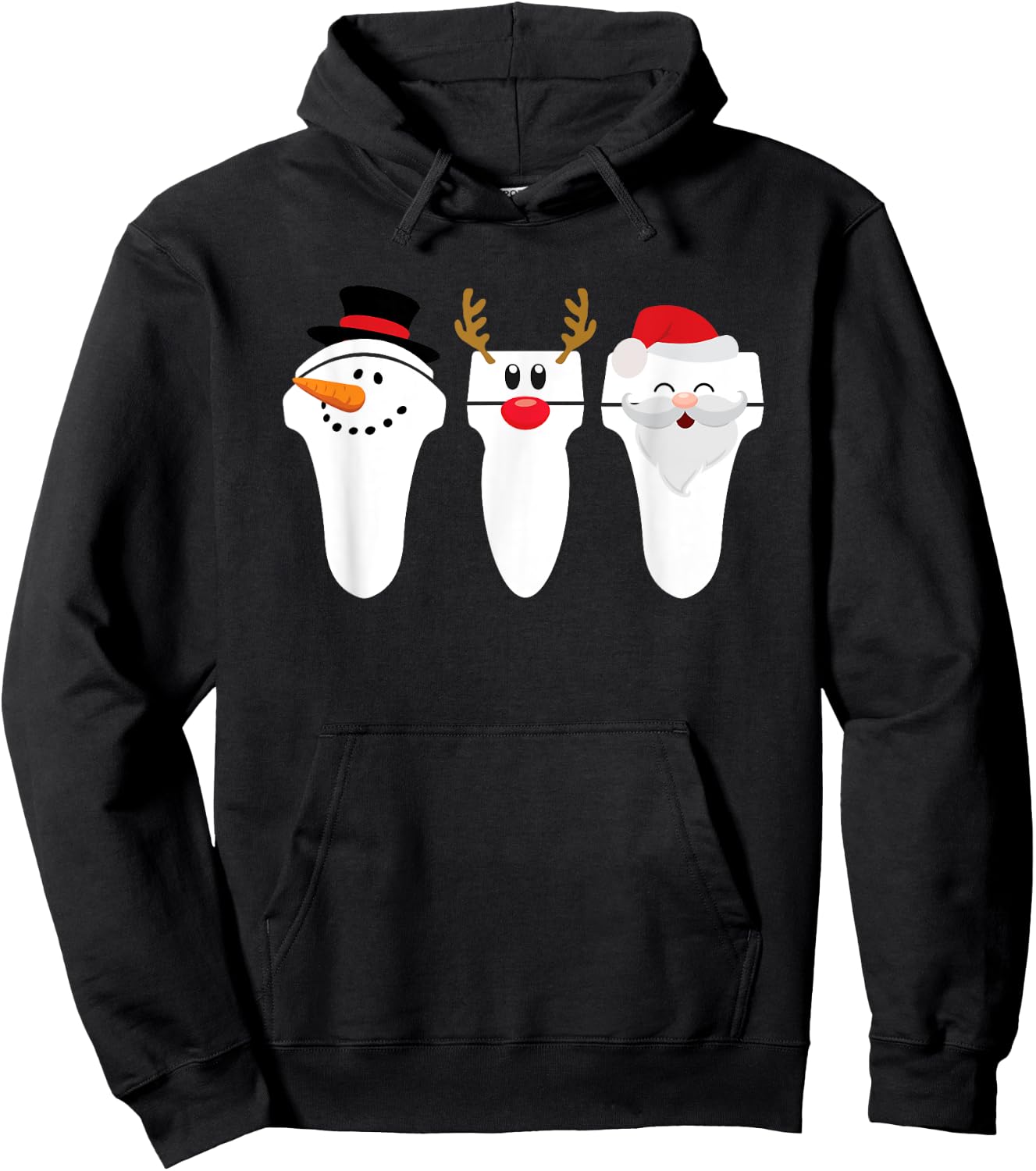 Sonograph Christmas Santa Snowman Reindeer Hoodie - Hoodie | Black