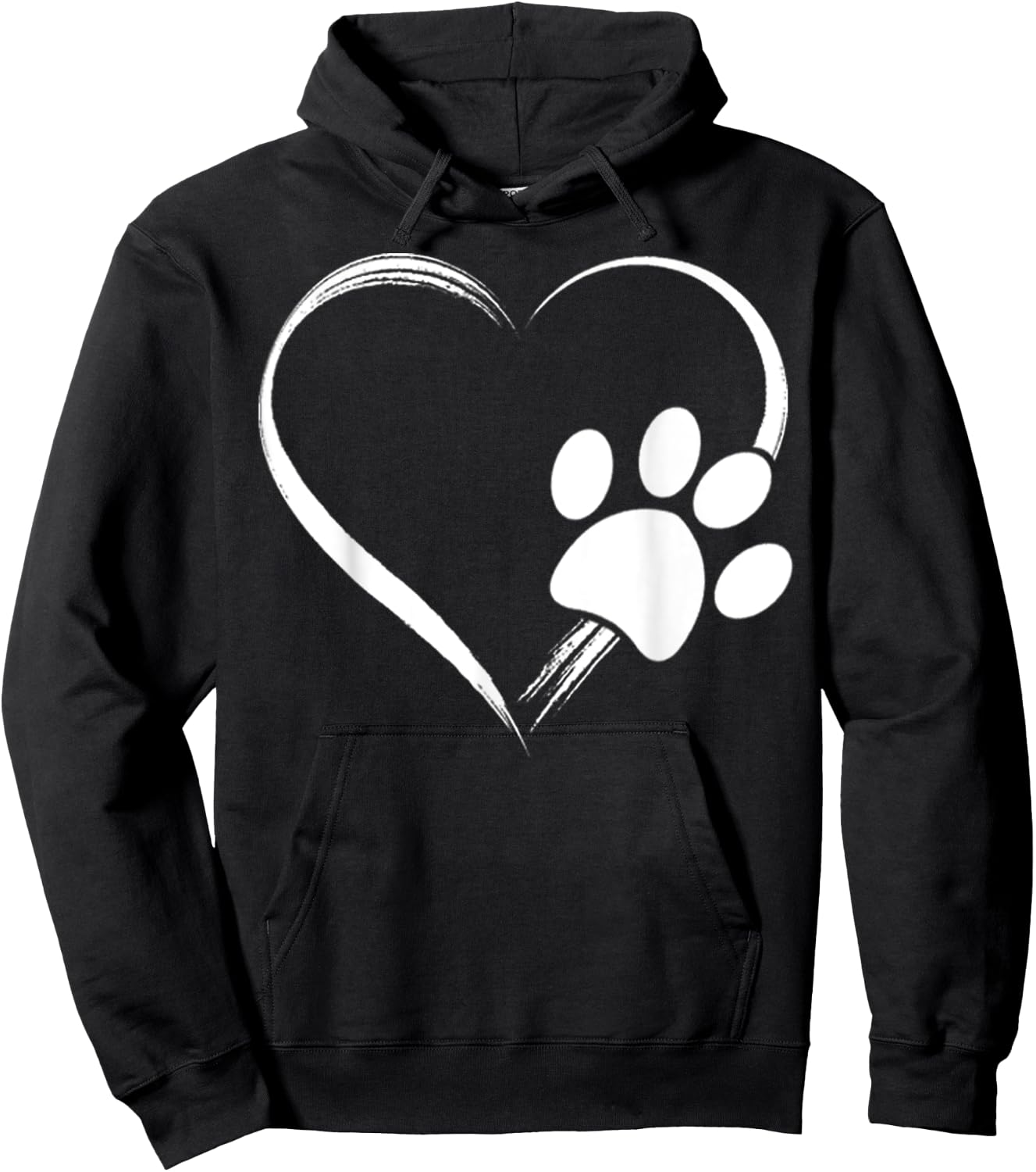 Dog Paw Print Heart Shirt Dog Lover Owner Gift Mom & Dad Hoodie - Hoodie | Black