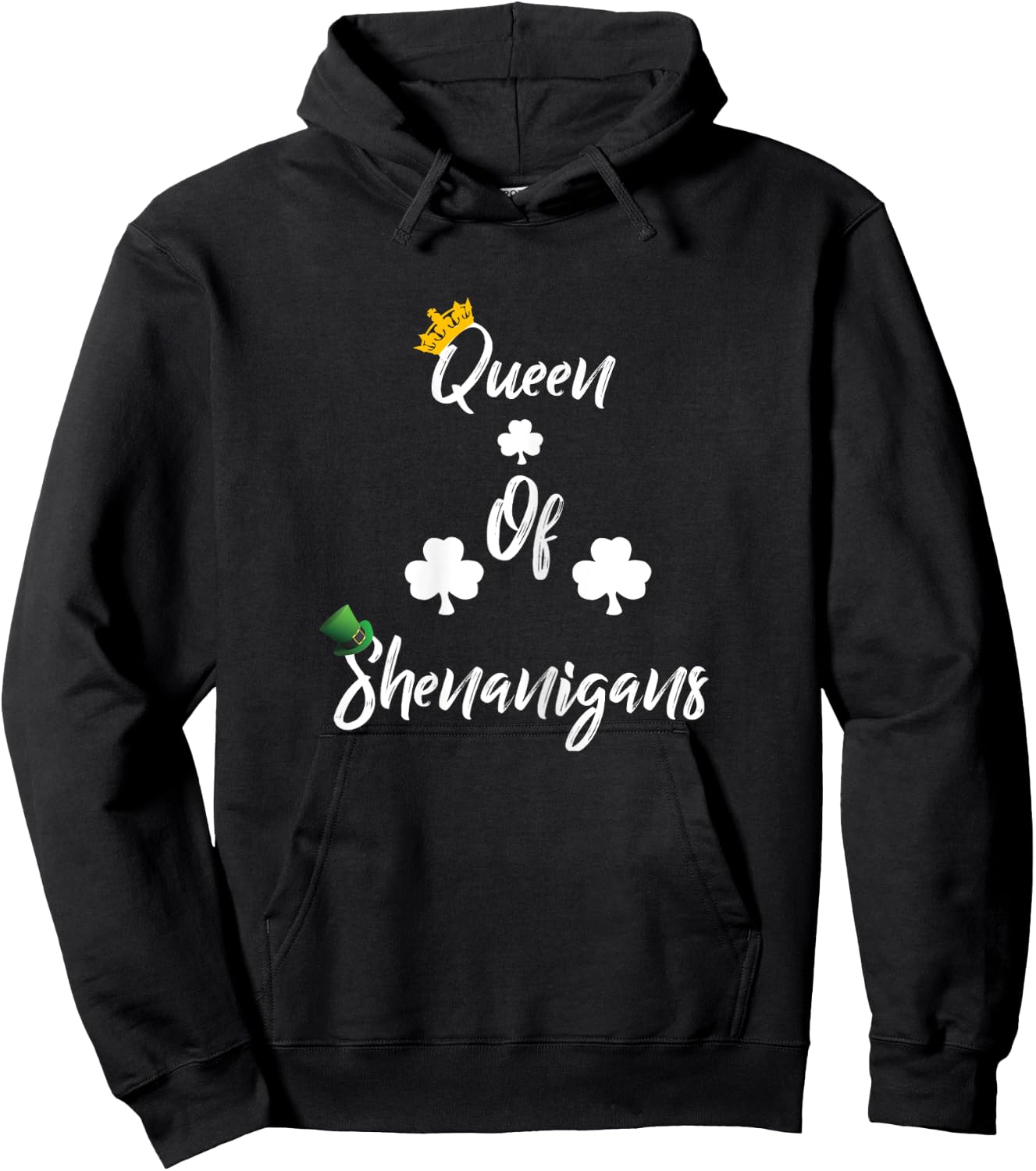 Queen Of Shenanigans-St Patricks Day Shirts -Clover Hoodie - Hoodie | Black