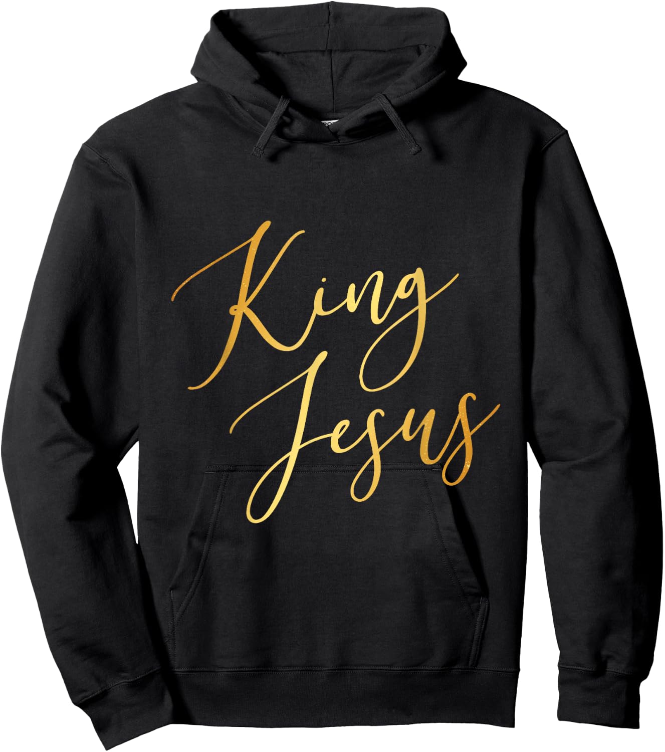 King Jesus Gold Script Christian God Rules All Hoodie - Hoodie | Black