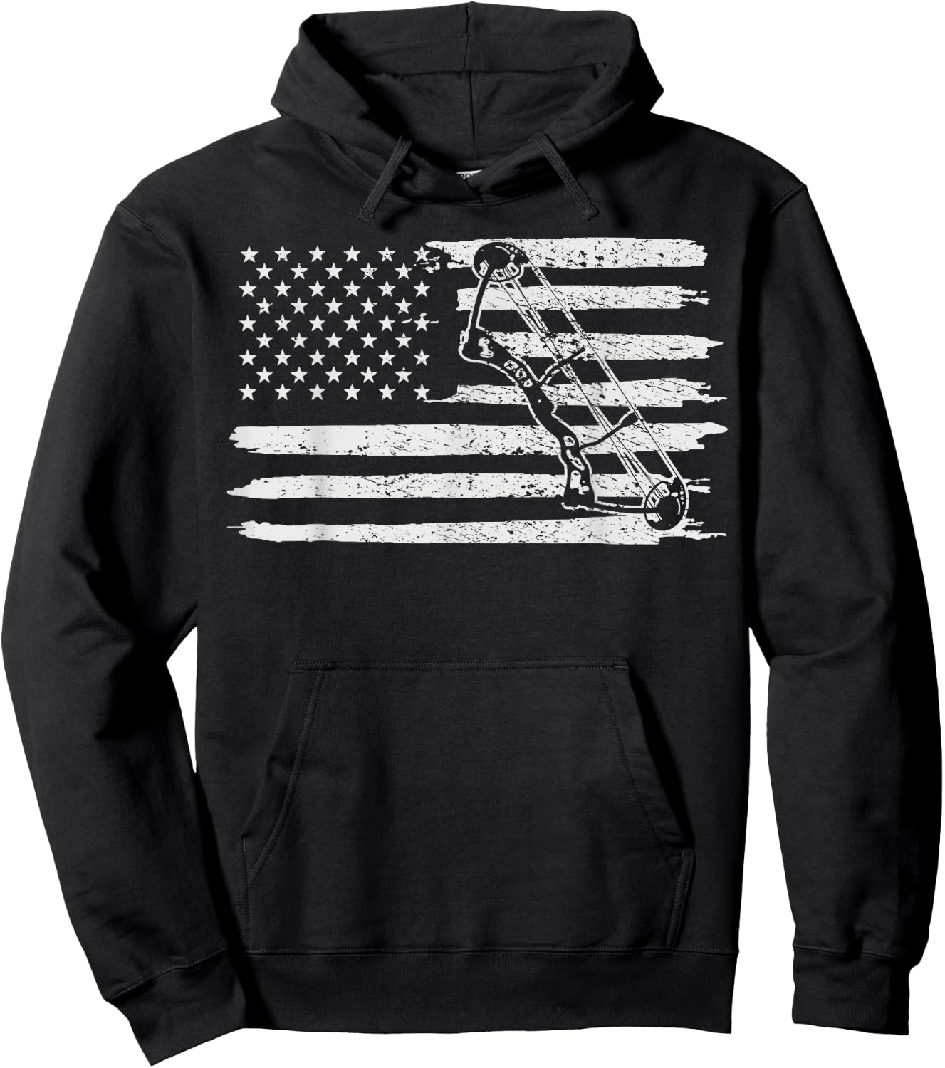 Archery Bow Hunting USA Flag 4th Of July Vintage Hoodie - Hoodie | Black