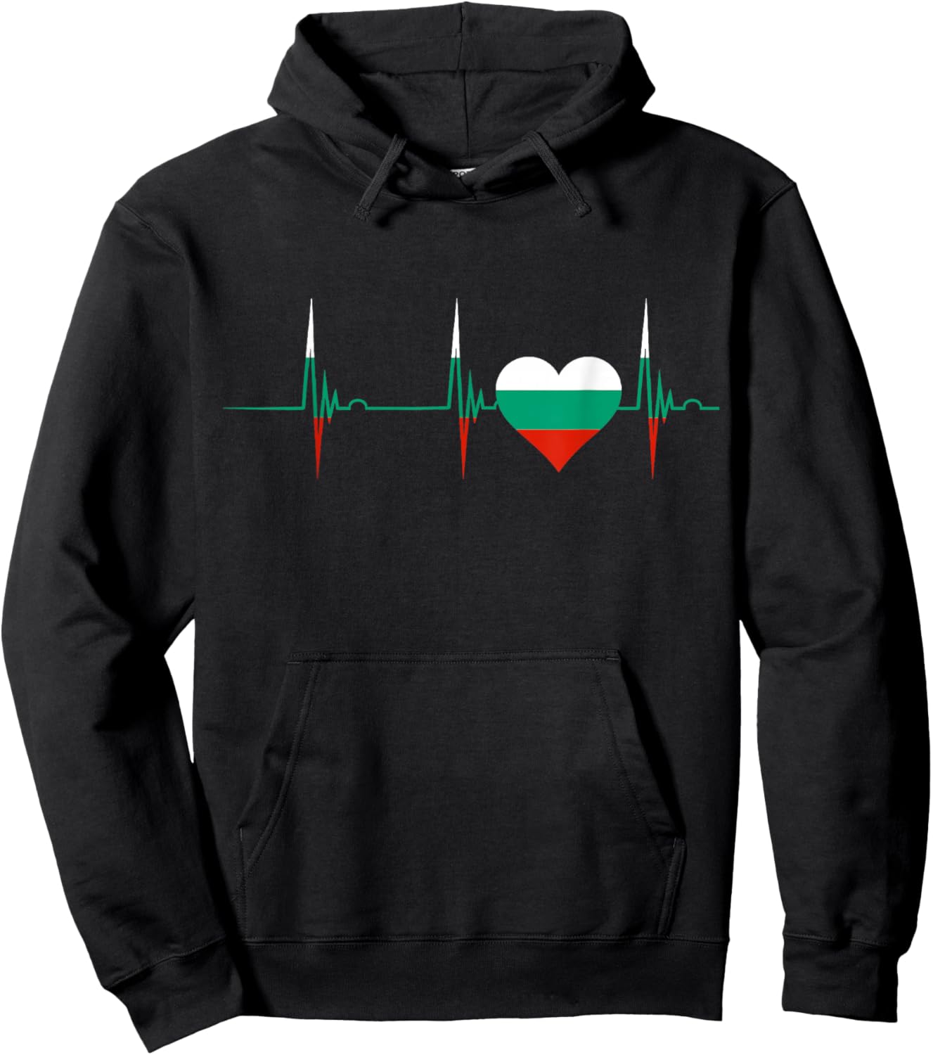 Bulgaria Flag Heart Bulgarian Pride Heartbeat EKG Pulse Hoodie - Hoodie | Black