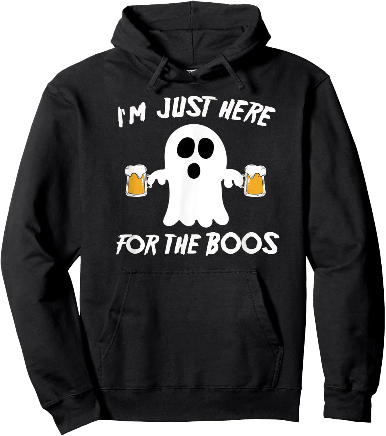 I'm Just Here For The Boos Funny Beer Ghost Hoodie - Hoodie | Black