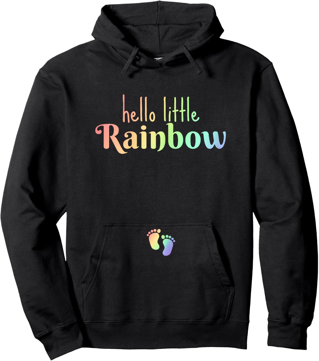Hello Little Rainbow Pregnancy Announcement Baby After Loss Hoodie - Hoodie | Black