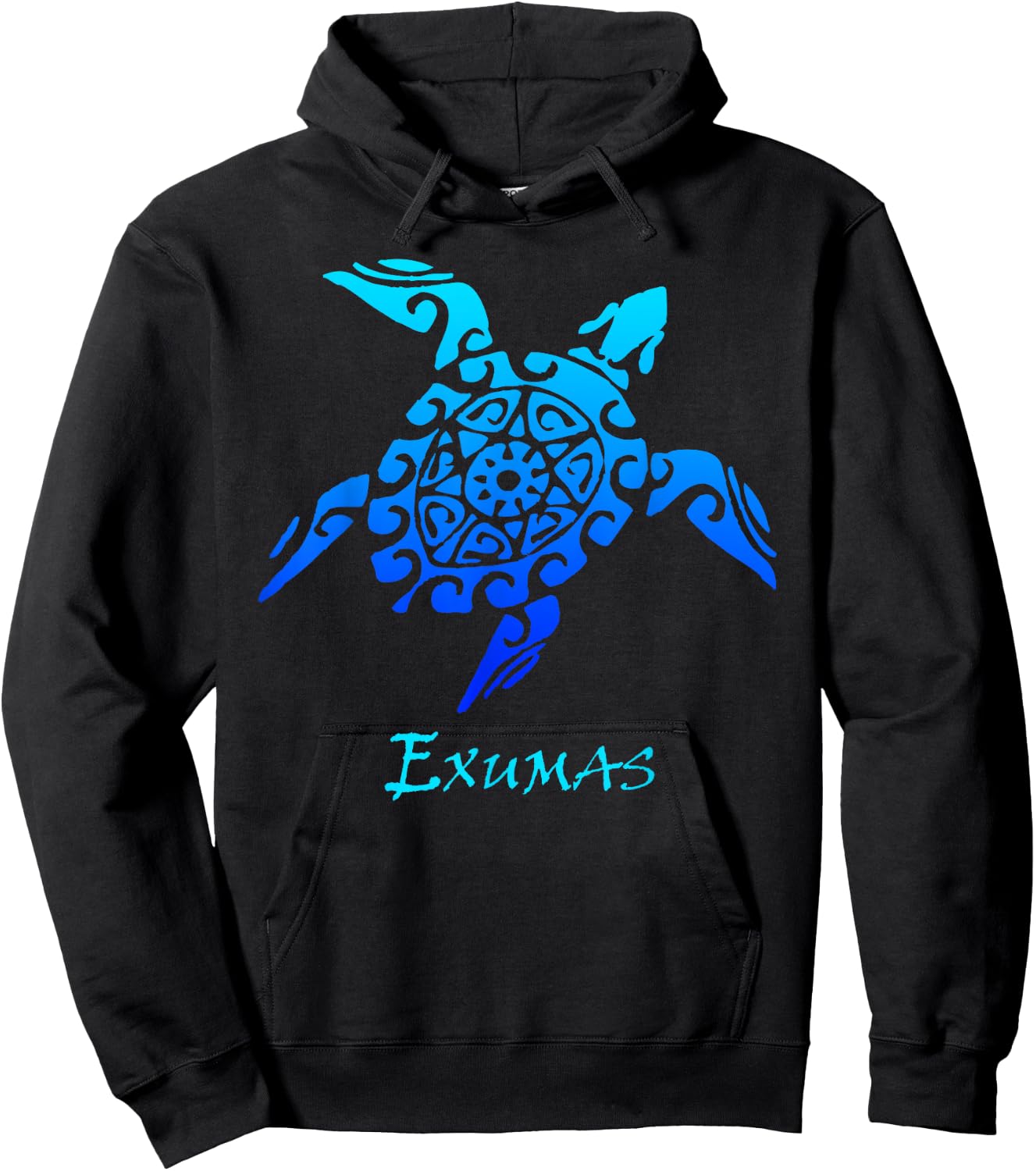 Exuma Bahamas Tribal Sea Turtle Tattoo Style Vacation Hoodie - Hoodie | Black