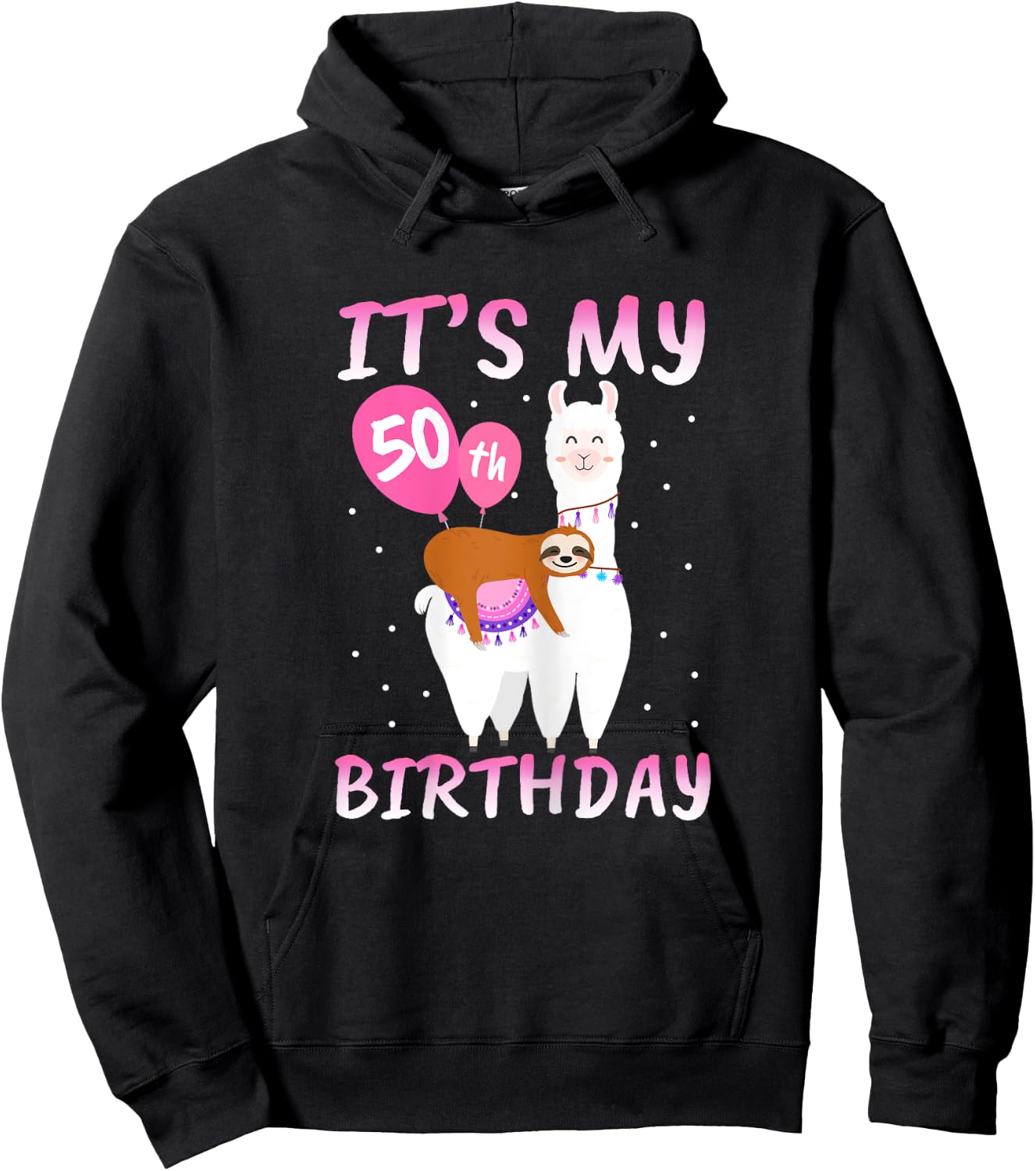 50 Years Old 50th Birthday Llama Sloth Gift Hoodie - Hoodie | Black